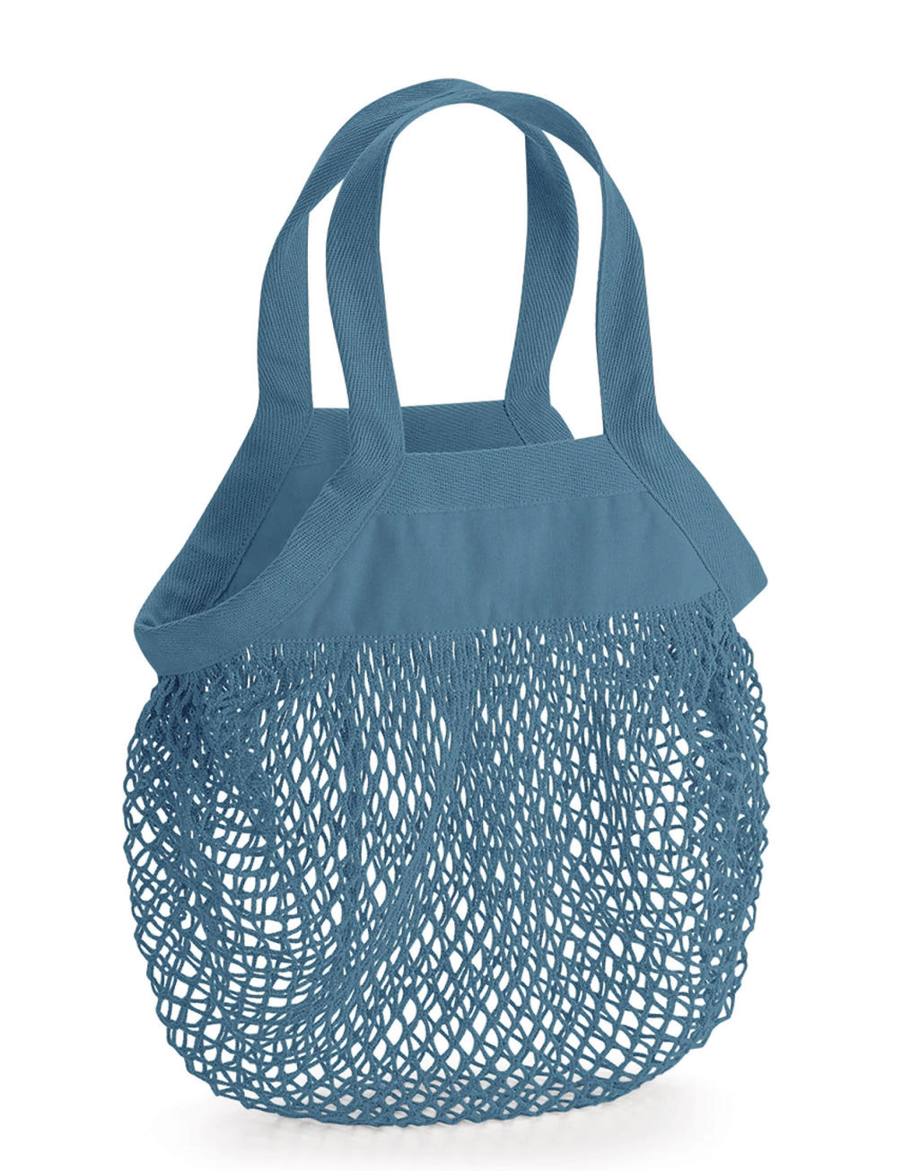 Organic Cotton Mini Mesh Grocery Bag zum Besticken und Bedrucken in der Farbe Airforce Blue mit Ihren Logo, Schriftzug oder Motiv.
