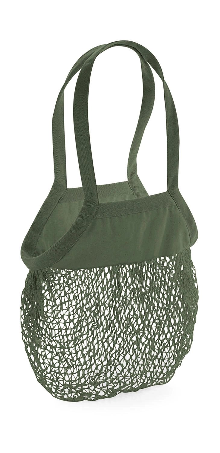 Organic Cotton Mesh Grocery Bag zum Besticken und Bedrucken in der Farbe Olive Green mit Ihren Logo, Schriftzug oder Motiv.