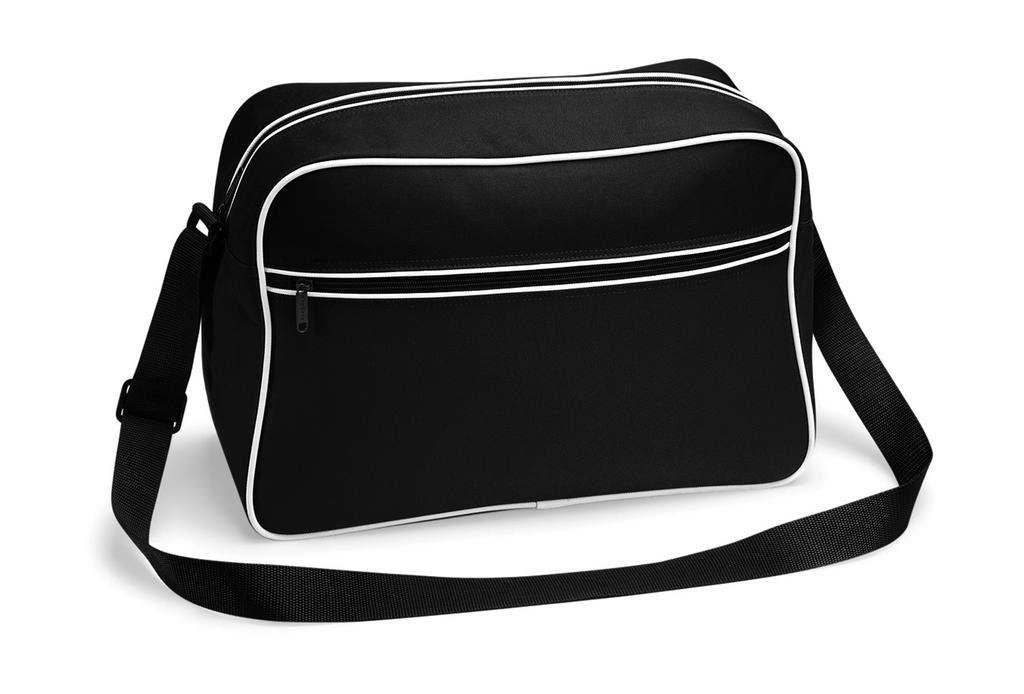 Retro Shoulder Bag zum Besticken und Bedrucken in der Farbe Black/White mit Ihren Logo, Schriftzug oder Motiv.