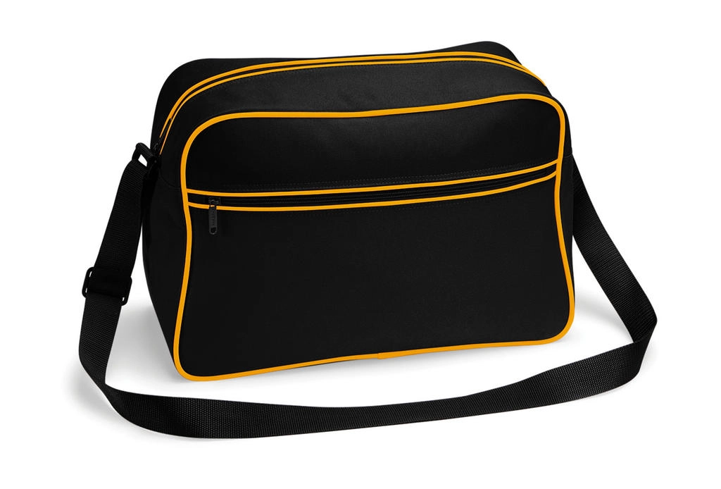 Retro Shoulder Bag zum Besticken und Bedrucken in der Farbe Black/Gold mit Ihren Logo, Schriftzug oder Motiv.
