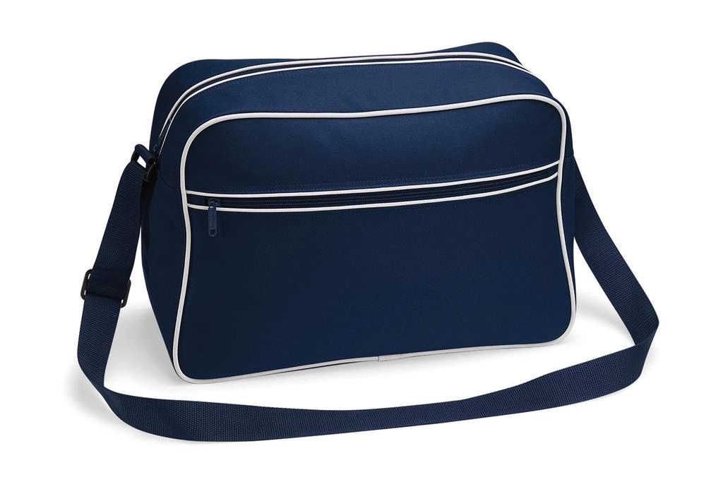 Retro Shoulder Bag zum Besticken und Bedrucken in der Farbe French Navy/White mit Ihren Logo, Schriftzug oder Motiv.