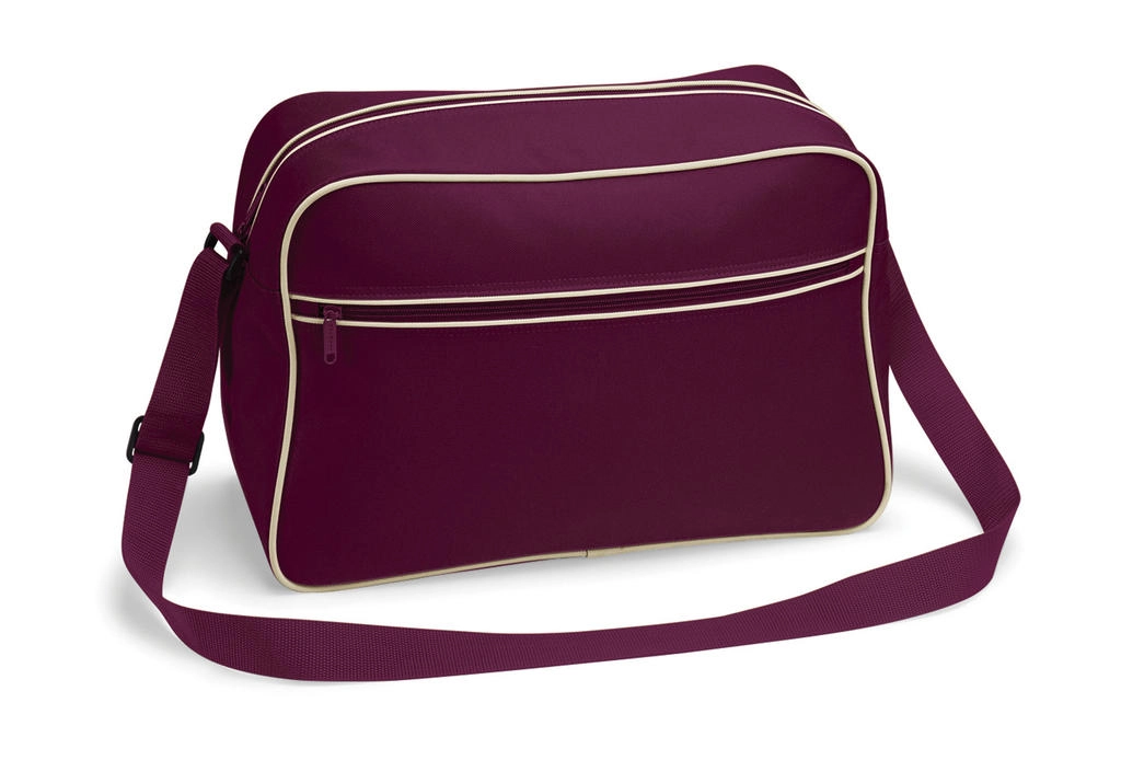Retro Shoulder Bag zum Besticken und Bedrucken in der Farbe Burgundy/Sand mit Ihren Logo, Schriftzug oder Motiv.