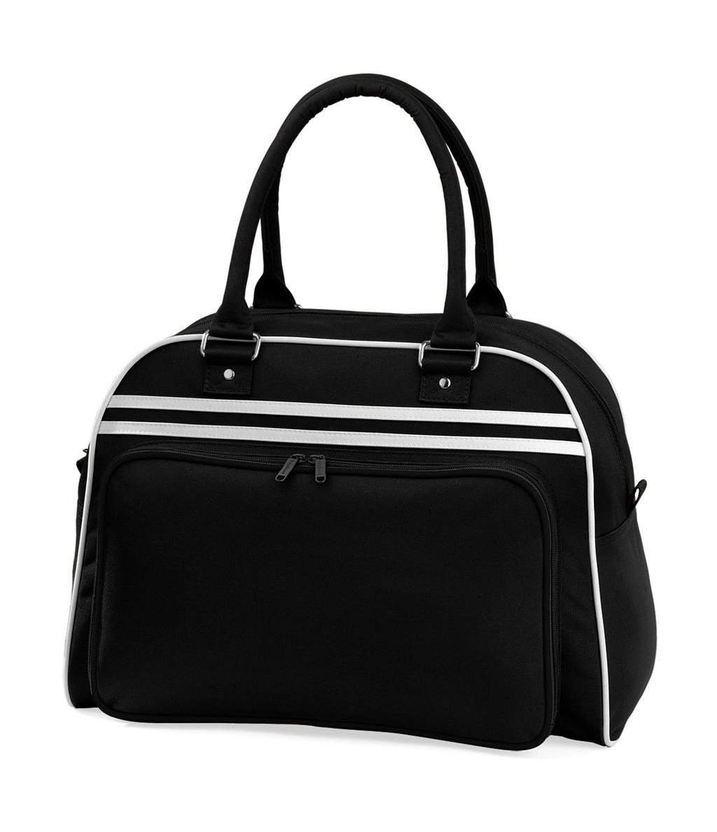 Retro Bowling Bag zum Besticken und Bedrucken in der Farbe Black/White mit Ihren Logo, Schriftzug oder Motiv.