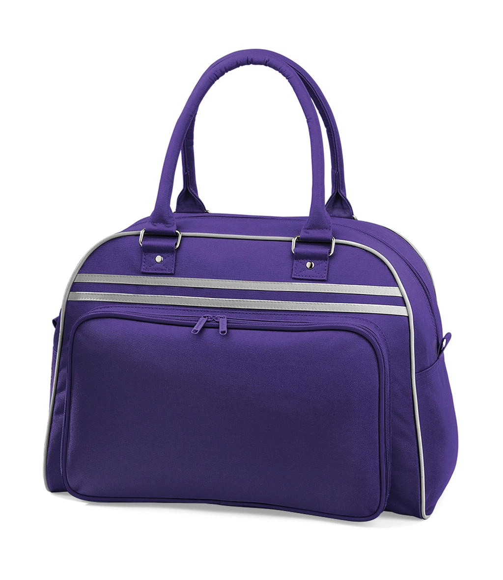Retro Bowling Bag zum Besticken und Bedrucken in der Farbe Purple/Light Grey mit Ihren Logo, Schriftzug oder Motiv.