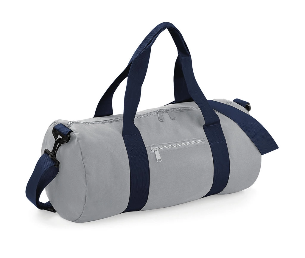 Original Barrel Bag zum Besticken und Bedrucken in der Farbe Light Grey/French Navy mit Ihren Logo, Schriftzug oder Motiv.