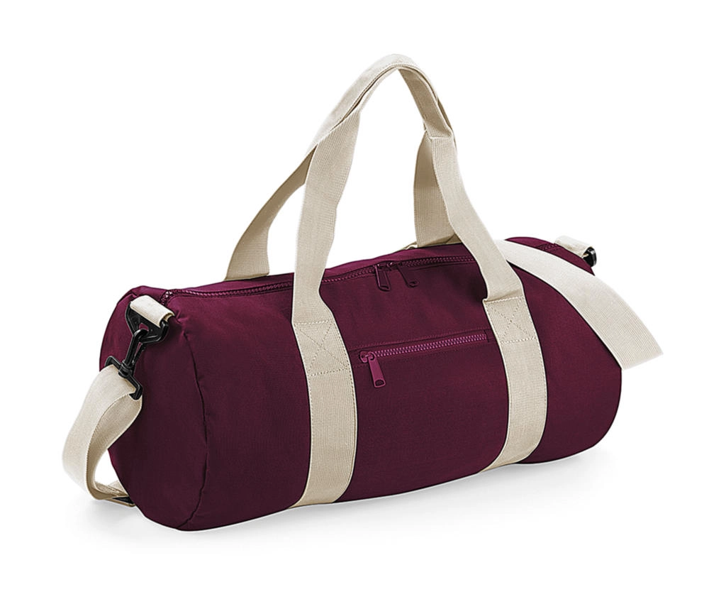 Original Barrel Bag zum Besticken und Bedrucken in der Farbe Burgundy/Off White mit Ihren Logo, Schriftzug oder Motiv.