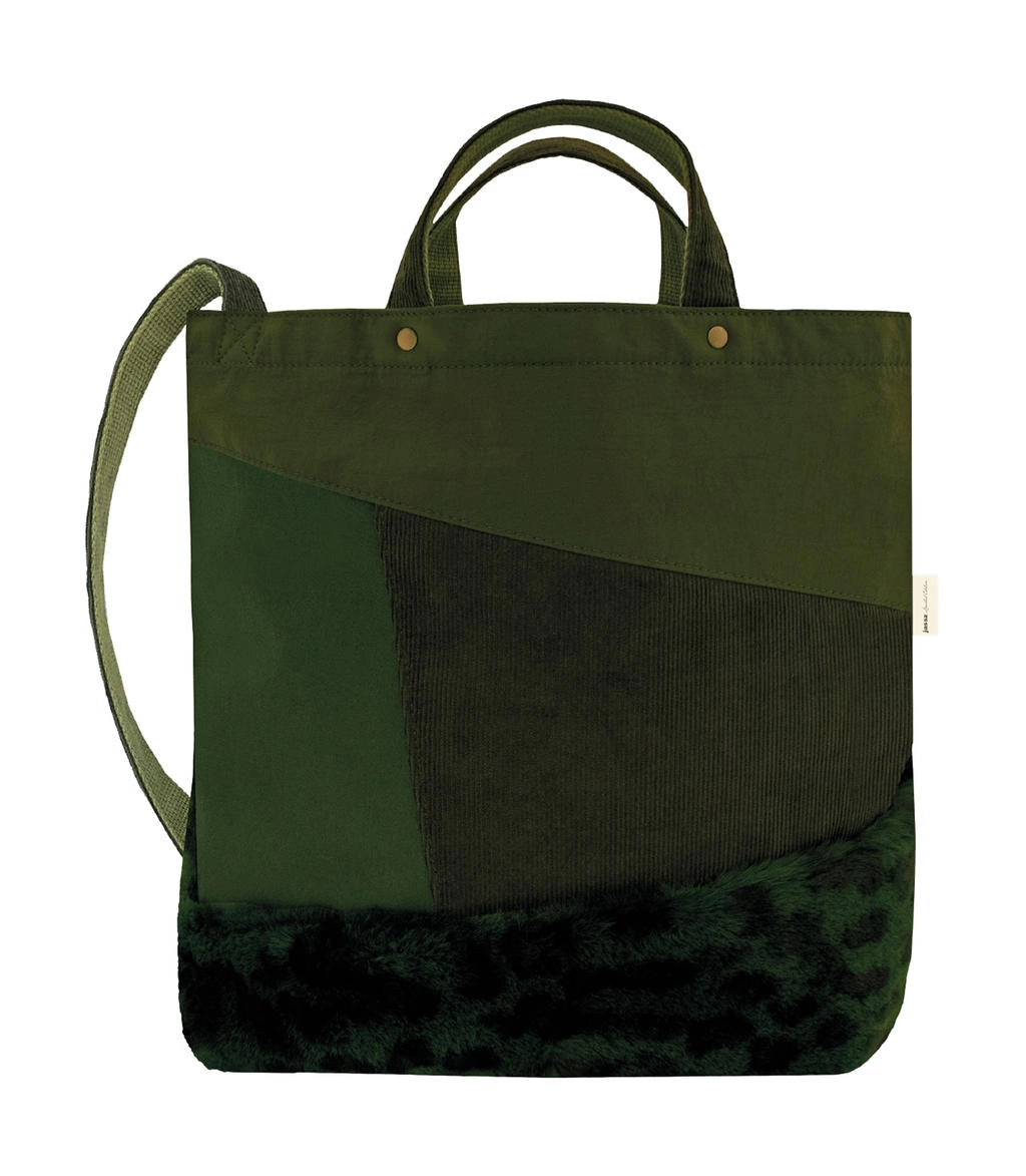 Satomi Faux Fur Shoulder Bag zum Besticken und Bedrucken in der Farbe Olive Green mit Ihren Logo, Schriftzug oder Motiv.