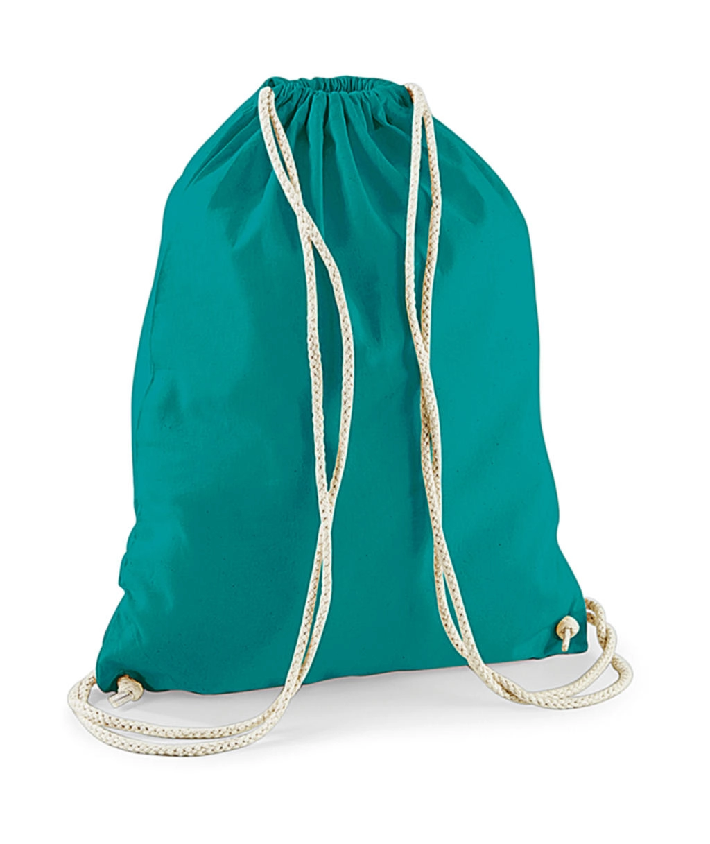 Cotton Gymsac zum Besticken und Bedrucken in der Farbe Emerald mit Ihren Logo, Schriftzug oder Motiv.
