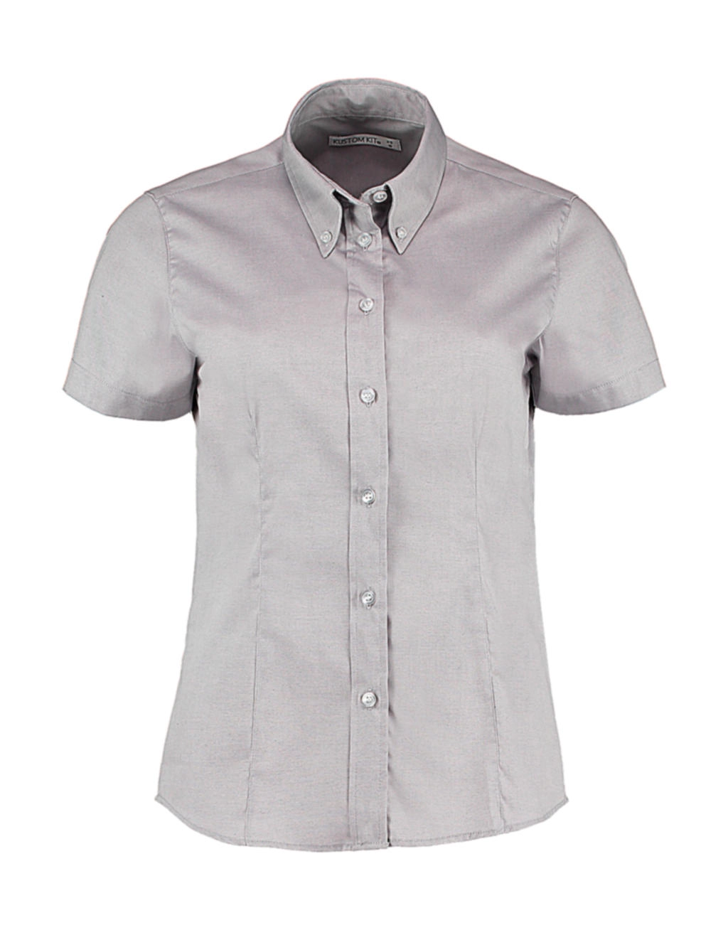 Women`s Tailored Fit Premium Oxford Shirt SSL zum Besticken und Bedrucken in der Farbe Silver Grey mit Ihren Logo, Schriftzug oder Motiv.