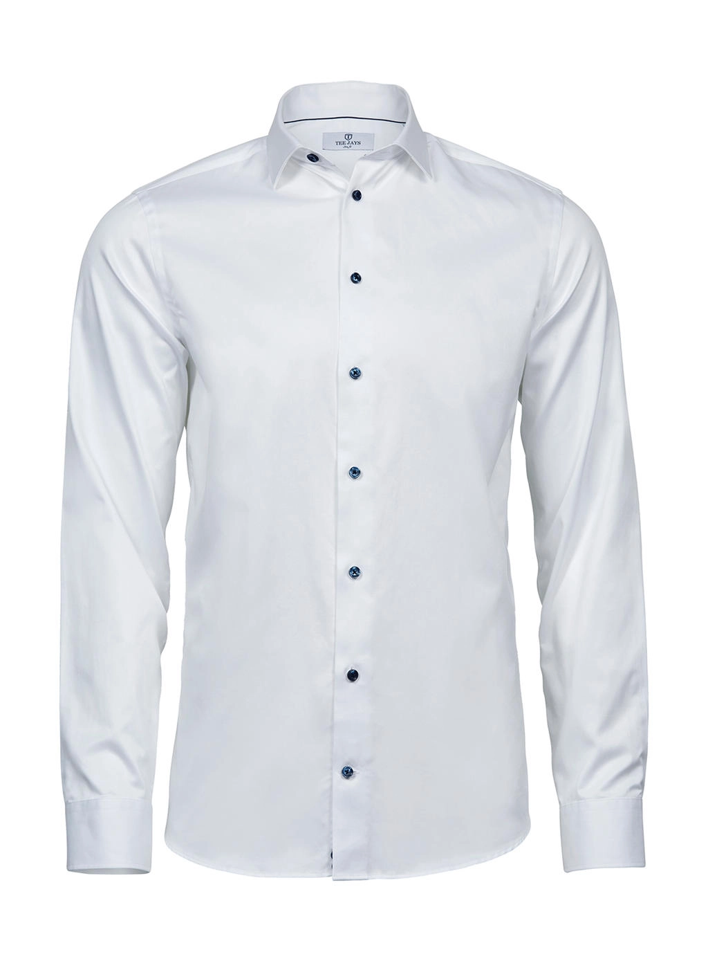 Luxury Shirt Slim Fit zum Besticken und Bedrucken in der Farbe White/Blue mit Ihren Logo, Schriftzug oder Motiv.