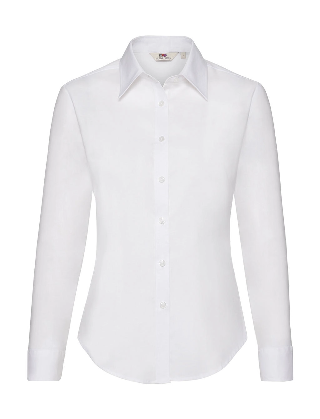Ladies` Oxford Shirt LS zum Besticken und Bedrucken in der Farbe White mit Ihren Logo, Schriftzug oder Motiv.