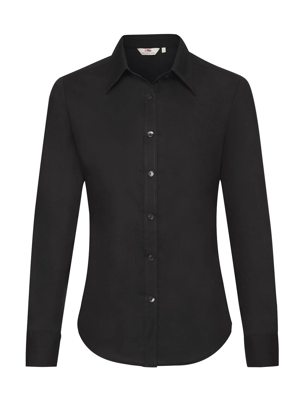 Ladies` Oxford Shirt LS zum Besticken und Bedrucken in der Farbe Black mit Ihren Logo, Schriftzug oder Motiv.