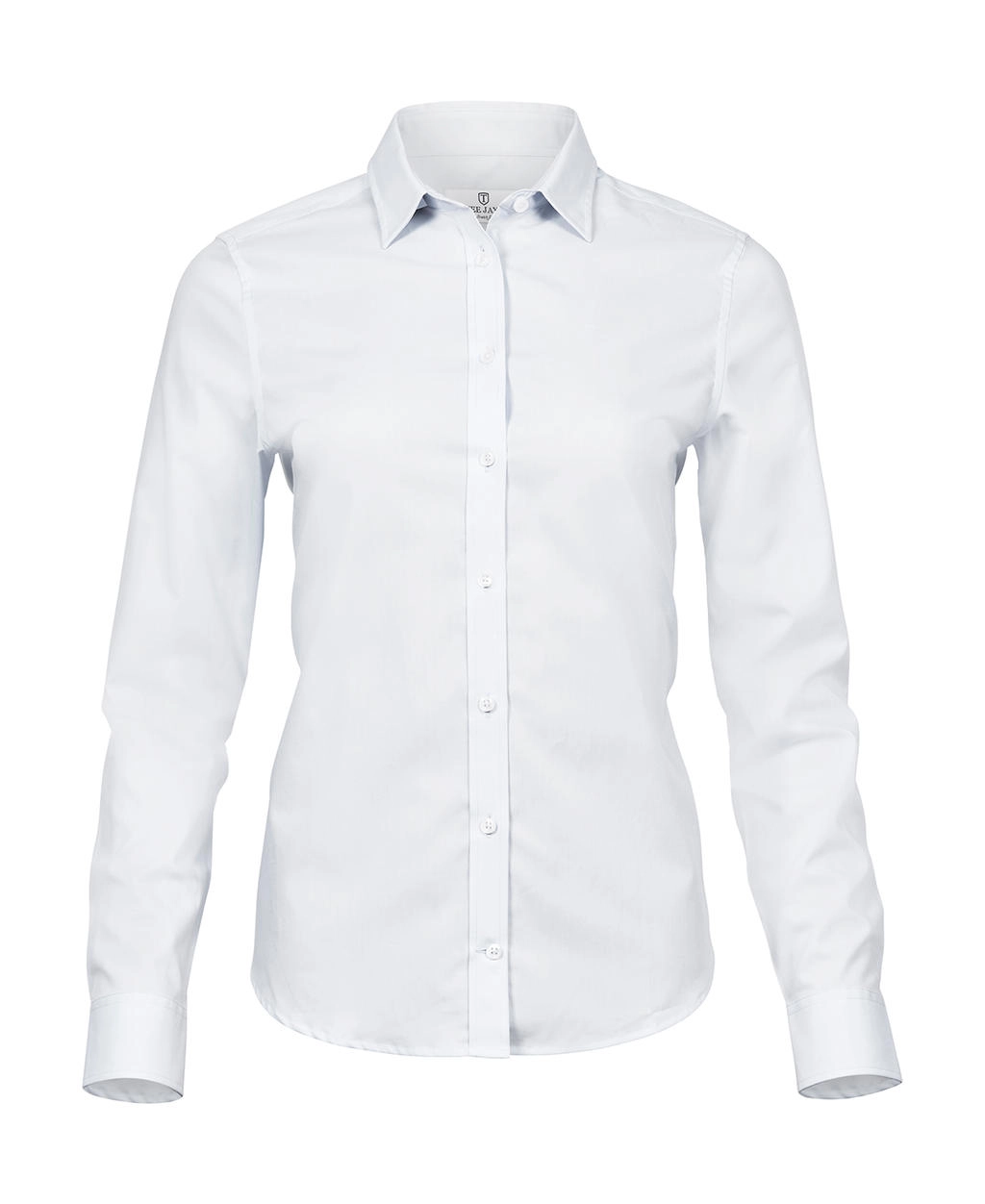 Ladies` Stretch Luxury Shirt zum Besticken und Bedrucken in der Farbe White mit Ihren Logo, Schriftzug oder Motiv.