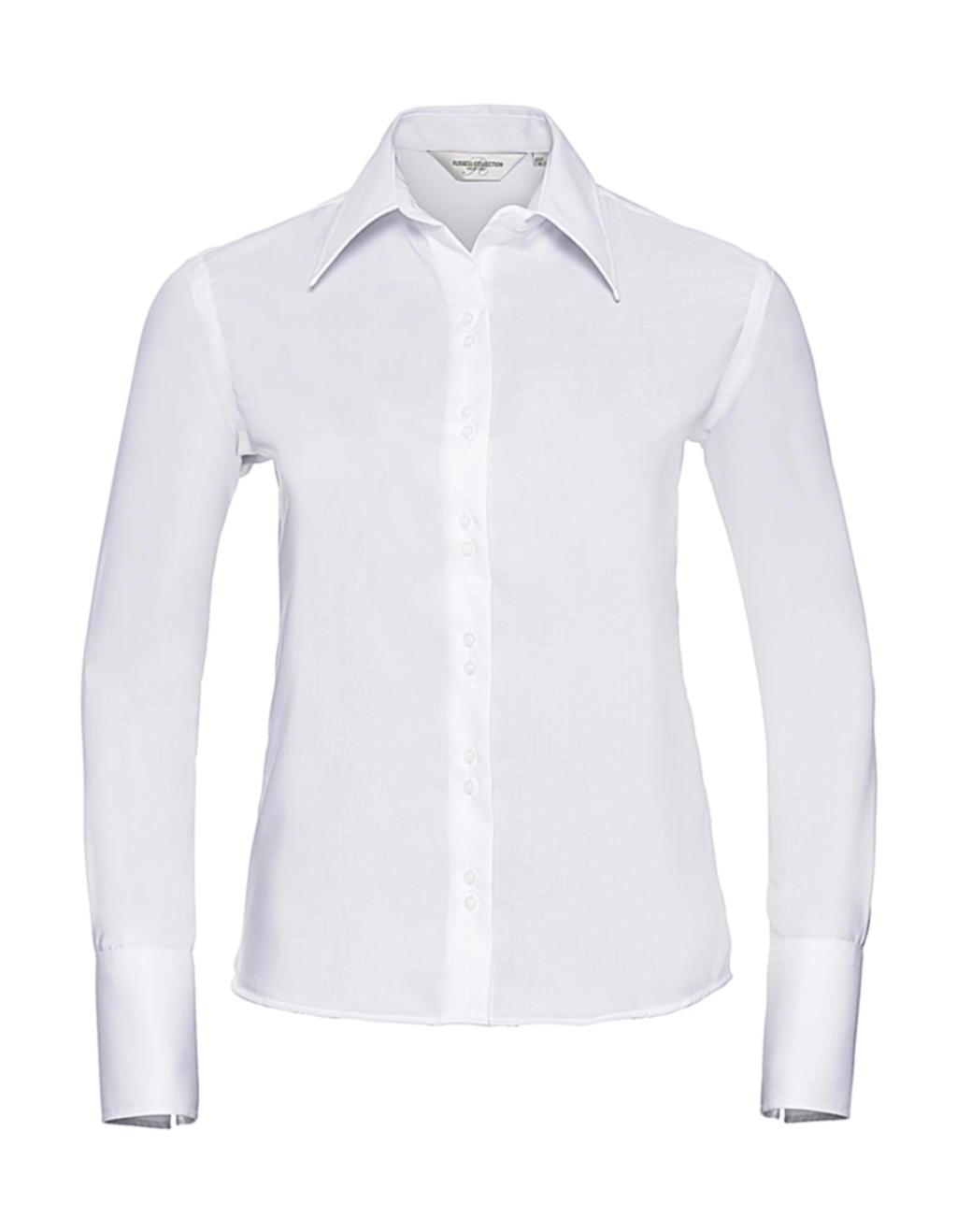 Ladies` Ultimate Non-iron Shirt LS zum Besticken und Bedrucken in der Farbe White mit Ihren Logo, Schriftzug oder Motiv.