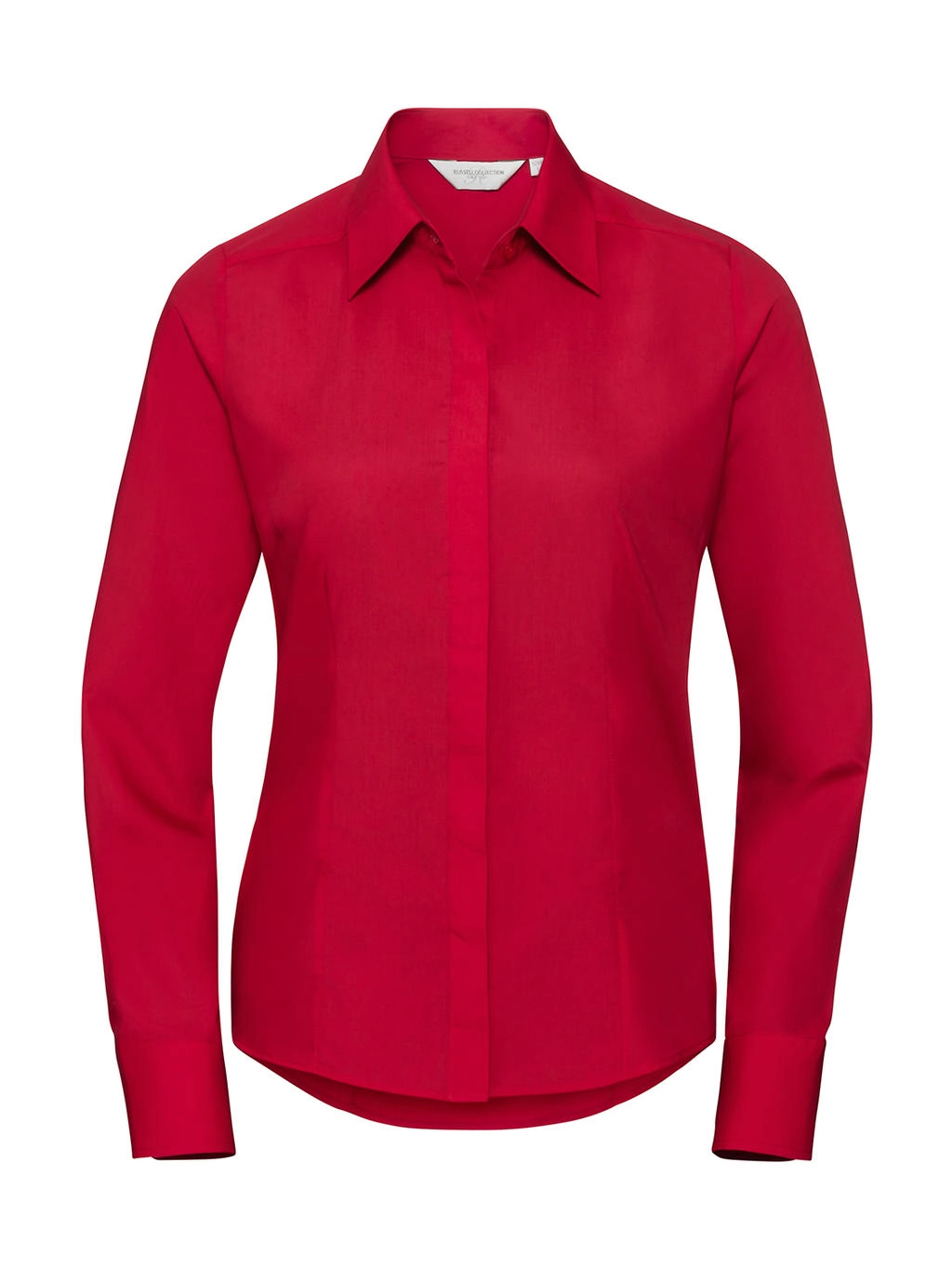 Ladies` LS Fitted Poplin Shirt zum Besticken und Bedrucken in der Farbe Classic Red mit Ihren Logo, Schriftzug oder Motiv.