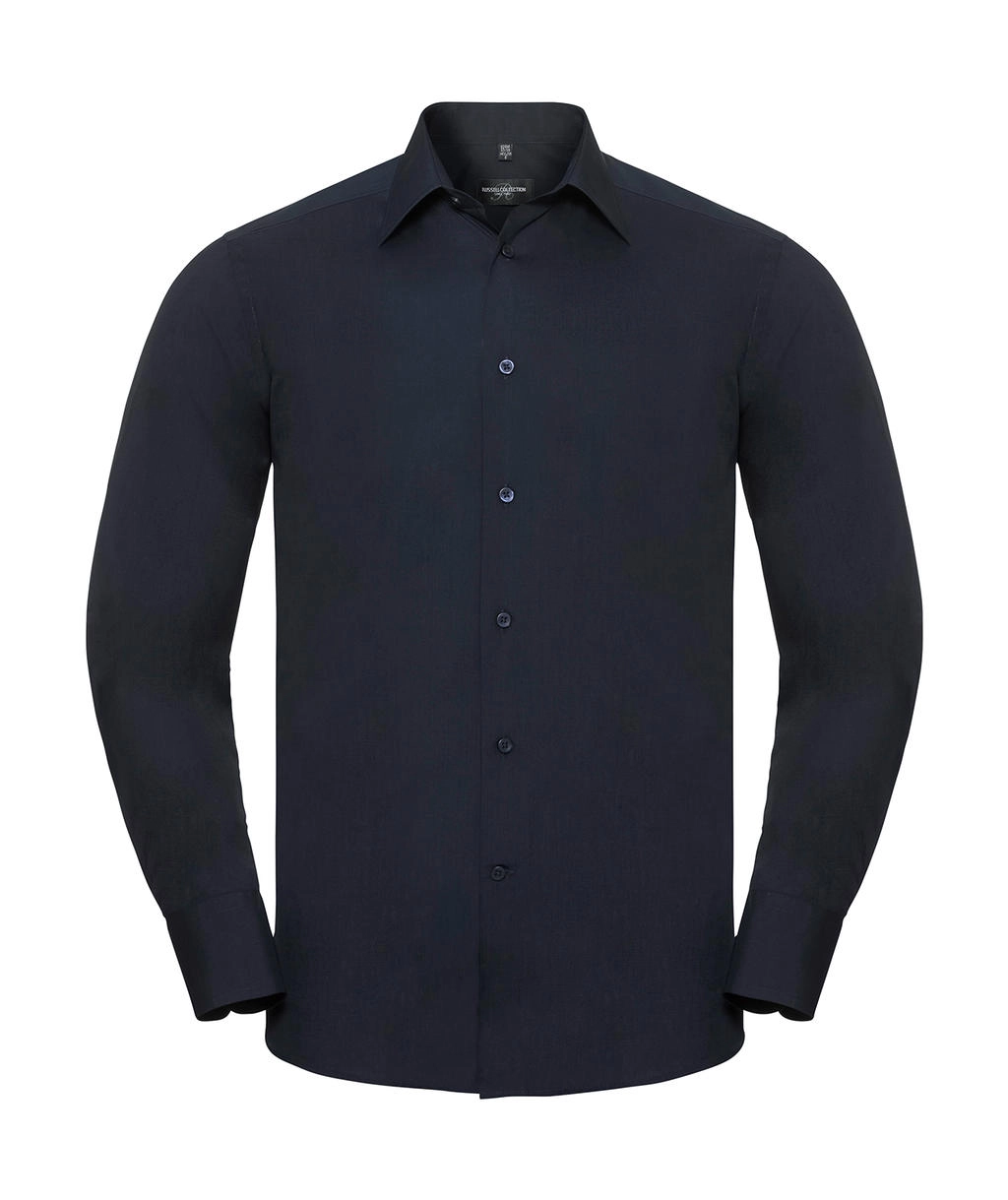 Tailored Poplin Shirt LS zum Besticken und Bedrucken in der Farbe French Navy mit Ihren Logo, Schriftzug oder Motiv.