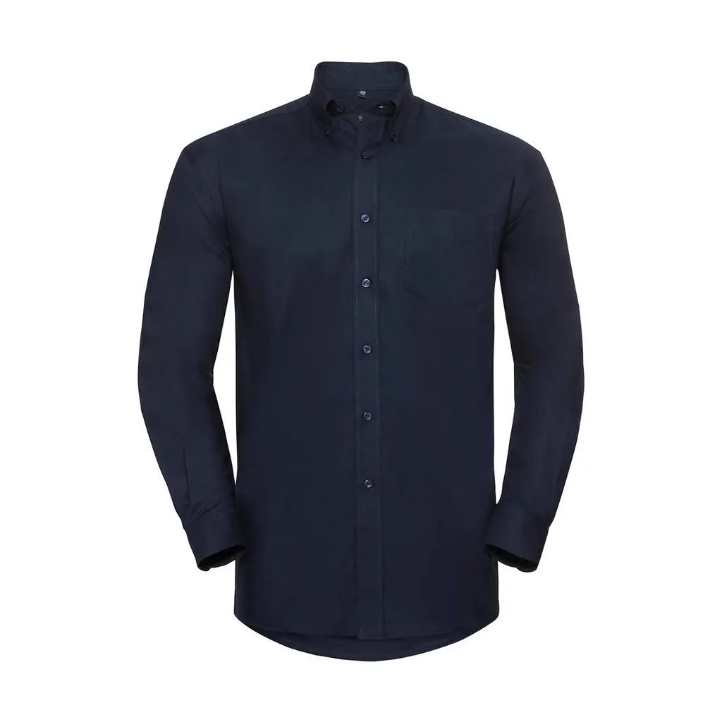 Oxford Shirt LS zum Besticken und Bedrucken in der Farbe Bright Navy mit Ihren Logo, Schriftzug oder Motiv.