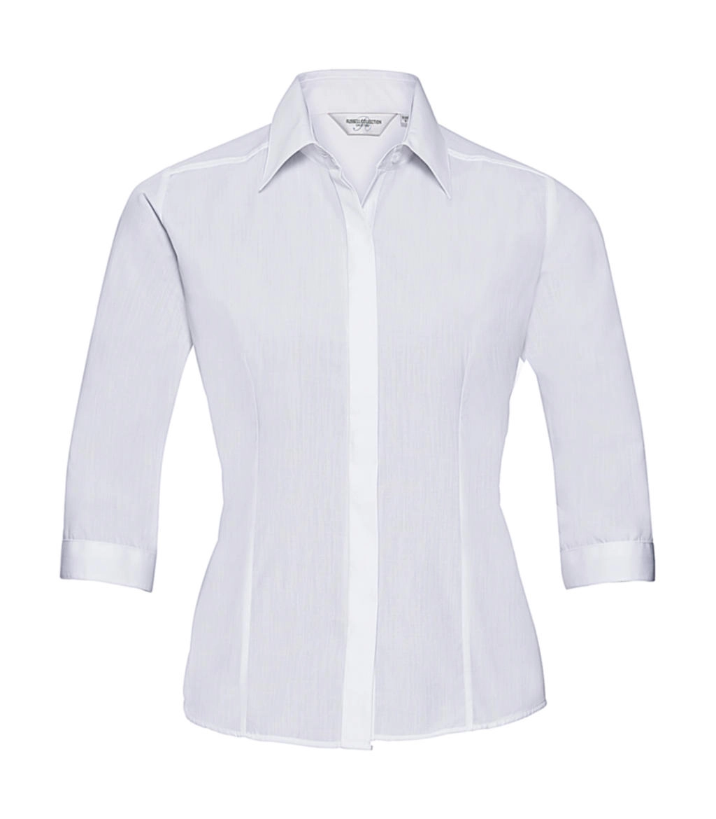3/4 sleeve Poplin Shirt zum Besticken und Bedrucken in der Farbe White mit Ihren Logo, Schriftzug oder Motiv.