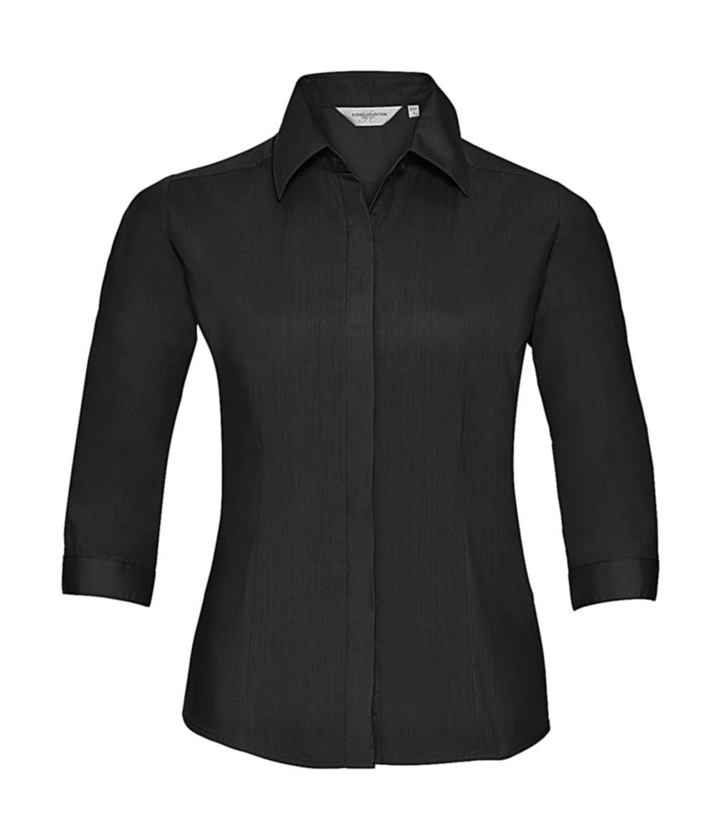 3/4 sleeve Poplin Shirt zum Besticken und Bedrucken in der Farbe Black mit Ihren Logo, Schriftzug oder Motiv.