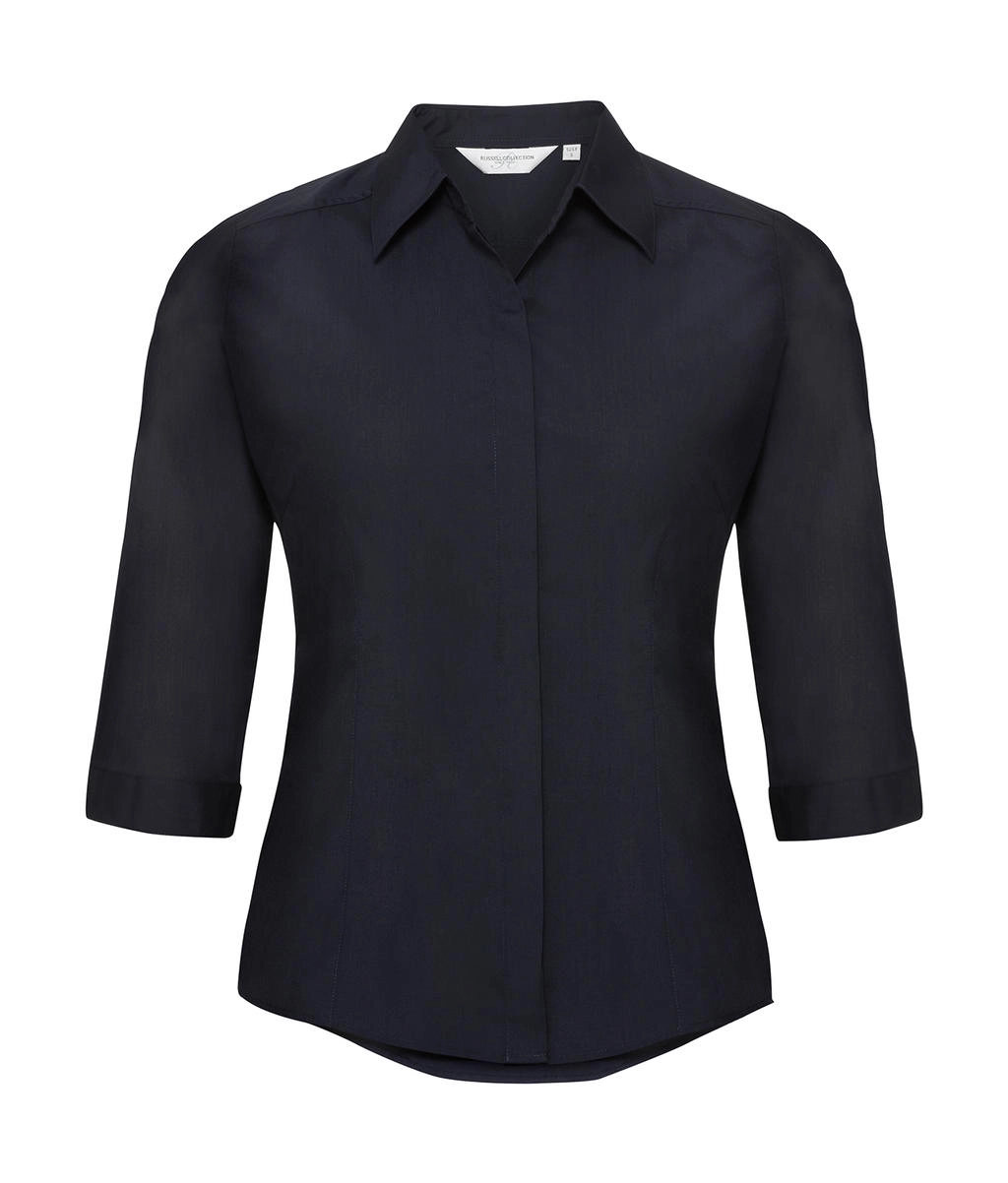 3/4 sleeve Poplin Shirt zum Besticken und Bedrucken in der Farbe French Navy mit Ihren Logo, Schriftzug oder Motiv.