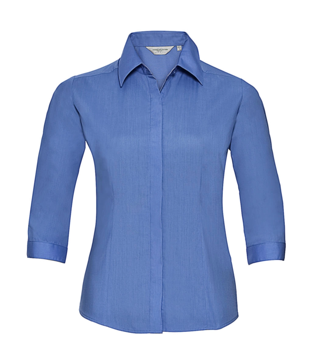 3/4 sleeve Poplin Shirt zum Besticken und Bedrucken in der Farbe Corporate Blue mit Ihren Logo, Schriftzug oder Motiv.