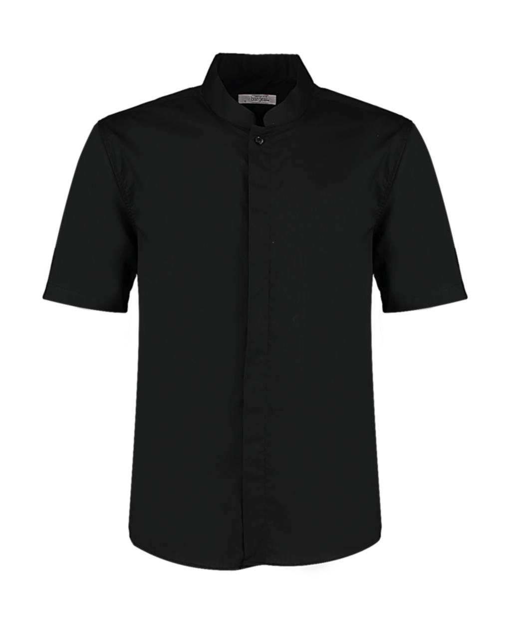 Tailored Fit Mandarin Collar Shirt SSL zum Besticken und Bedrucken in der Farbe Black mit Ihren Logo, Schriftzug oder Motiv.