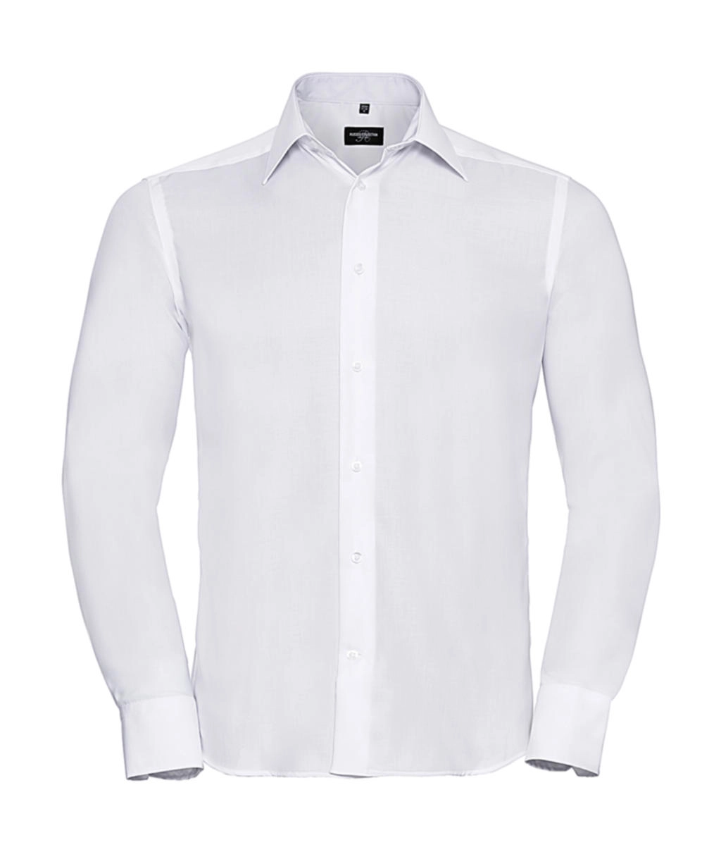Tailored Ultimate Non-iron Shirt LS zum Besticken und Bedrucken in der Farbe White mit Ihren Logo, Schriftzug oder Motiv.
