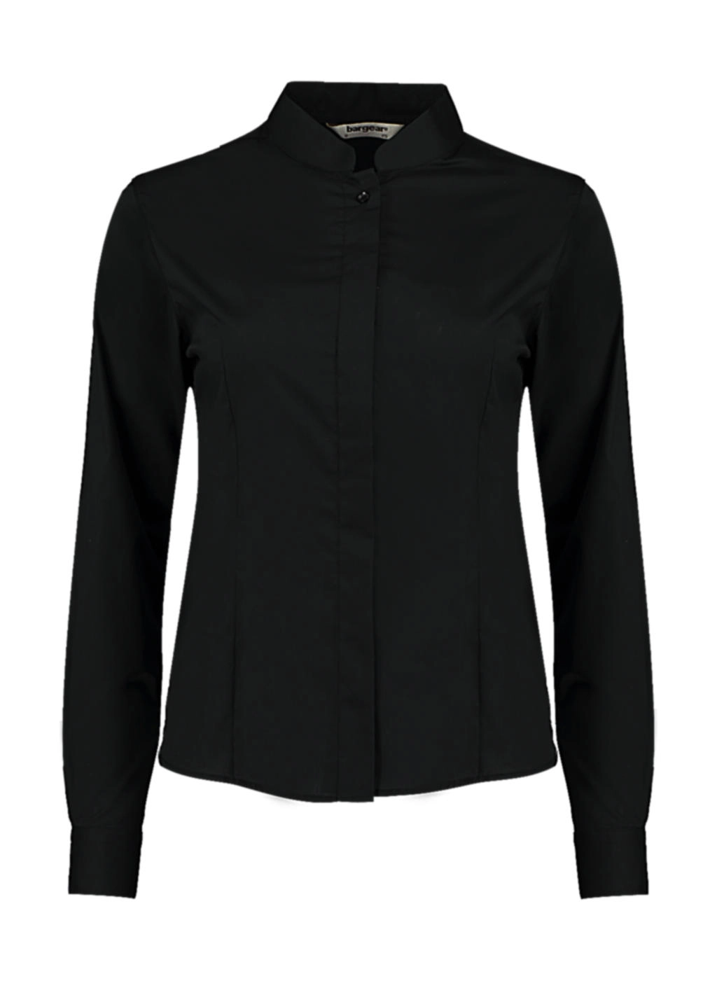Women`s Tailored Fit Mandarin Collar Shirt zum Besticken und Bedrucken in der Farbe Black mit Ihren Logo, Schriftzug oder Motiv.