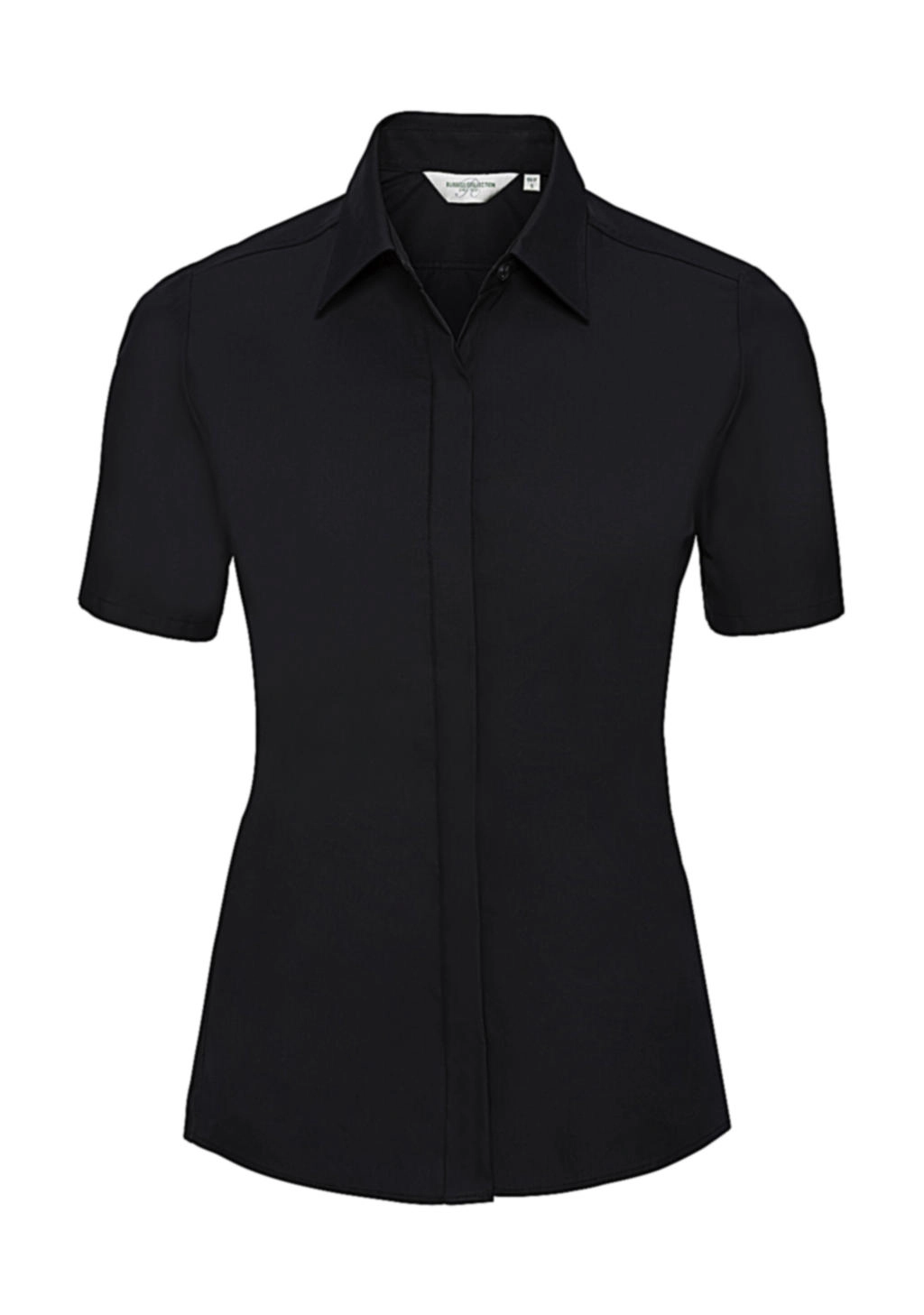Ladies` Ultimate Stretch Shirt zum Besticken und Bedrucken in der Farbe Black mit Ihren Logo, Schriftzug oder Motiv.