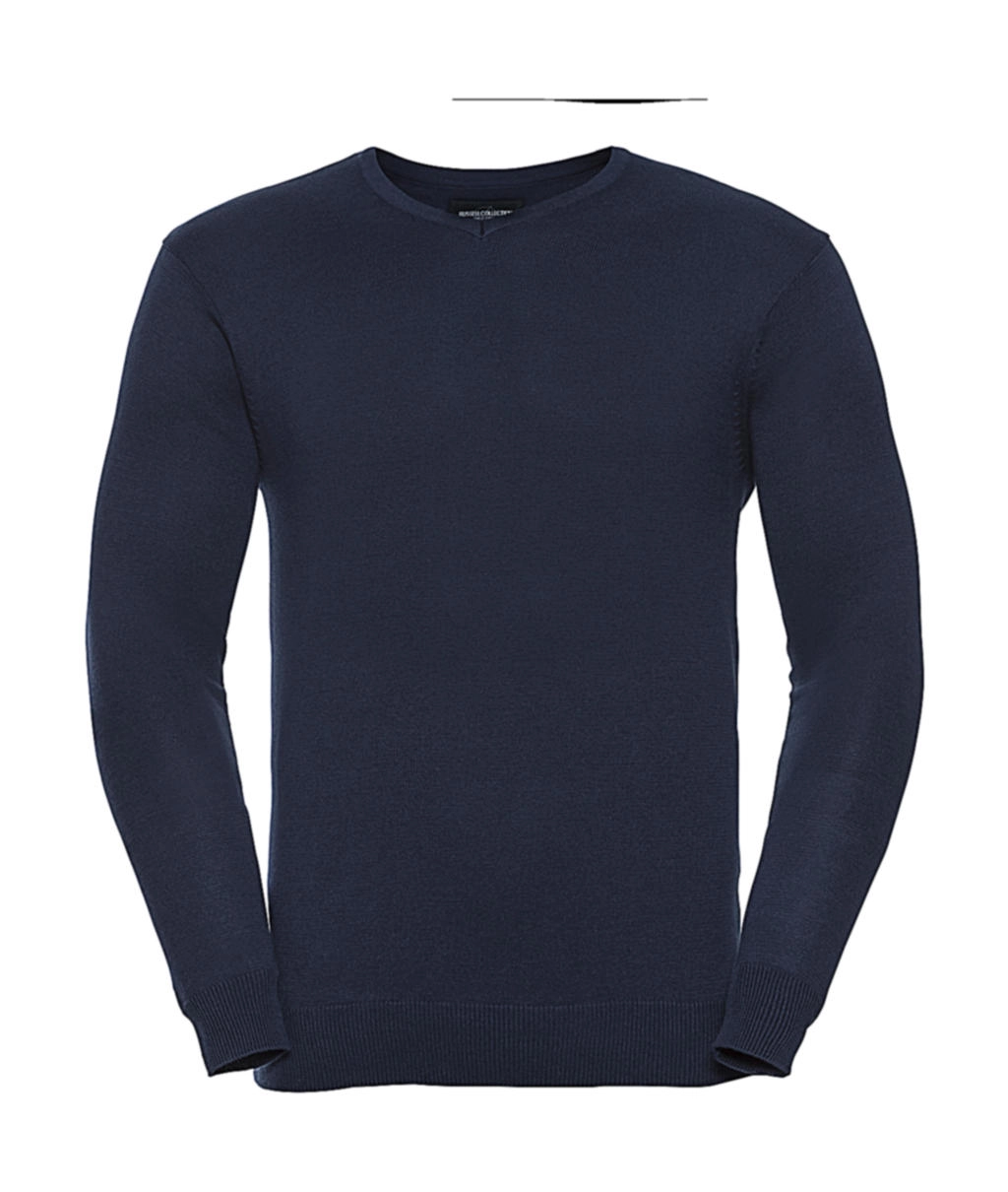 Men`s V-Neck Knitted Pullover zum Besticken und Bedrucken in der Farbe French Navy mit Ihren Logo, Schriftzug oder Motiv.