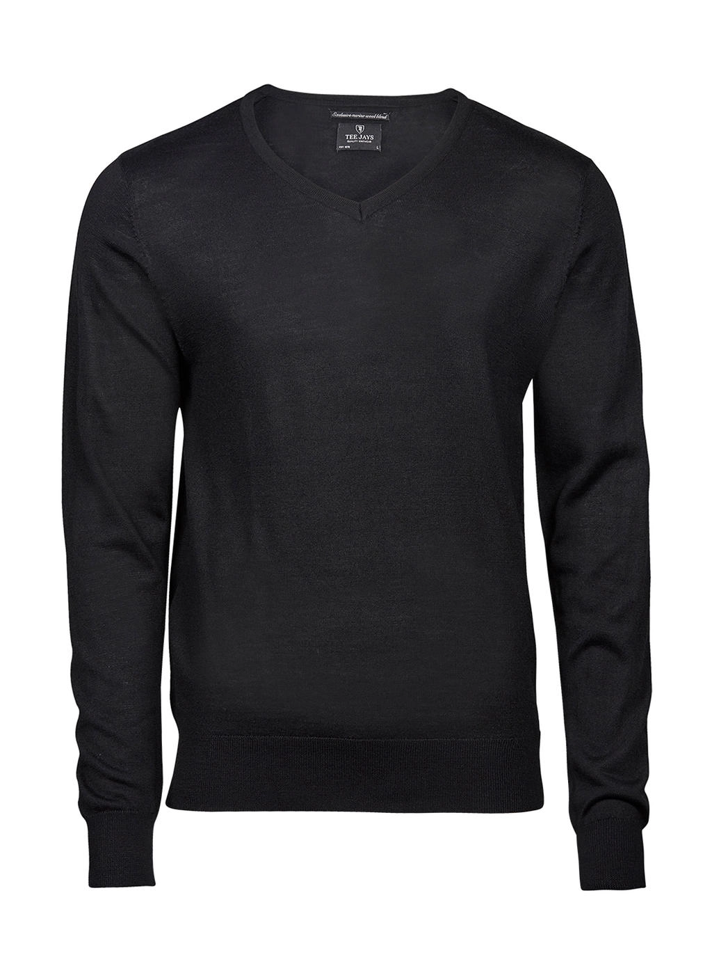 Men`s V-Neck Sweater zum Besticken und Bedrucken in der Farbe Black mit Ihren Logo, Schriftzug oder Motiv.