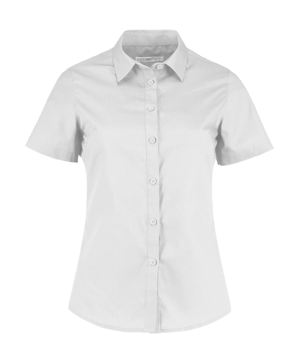 Women`s Tailored Fit Poplin Shirt SSL zum Besticken und Bedrucken in der Farbe White mit Ihren Logo, Schriftzug oder Motiv.