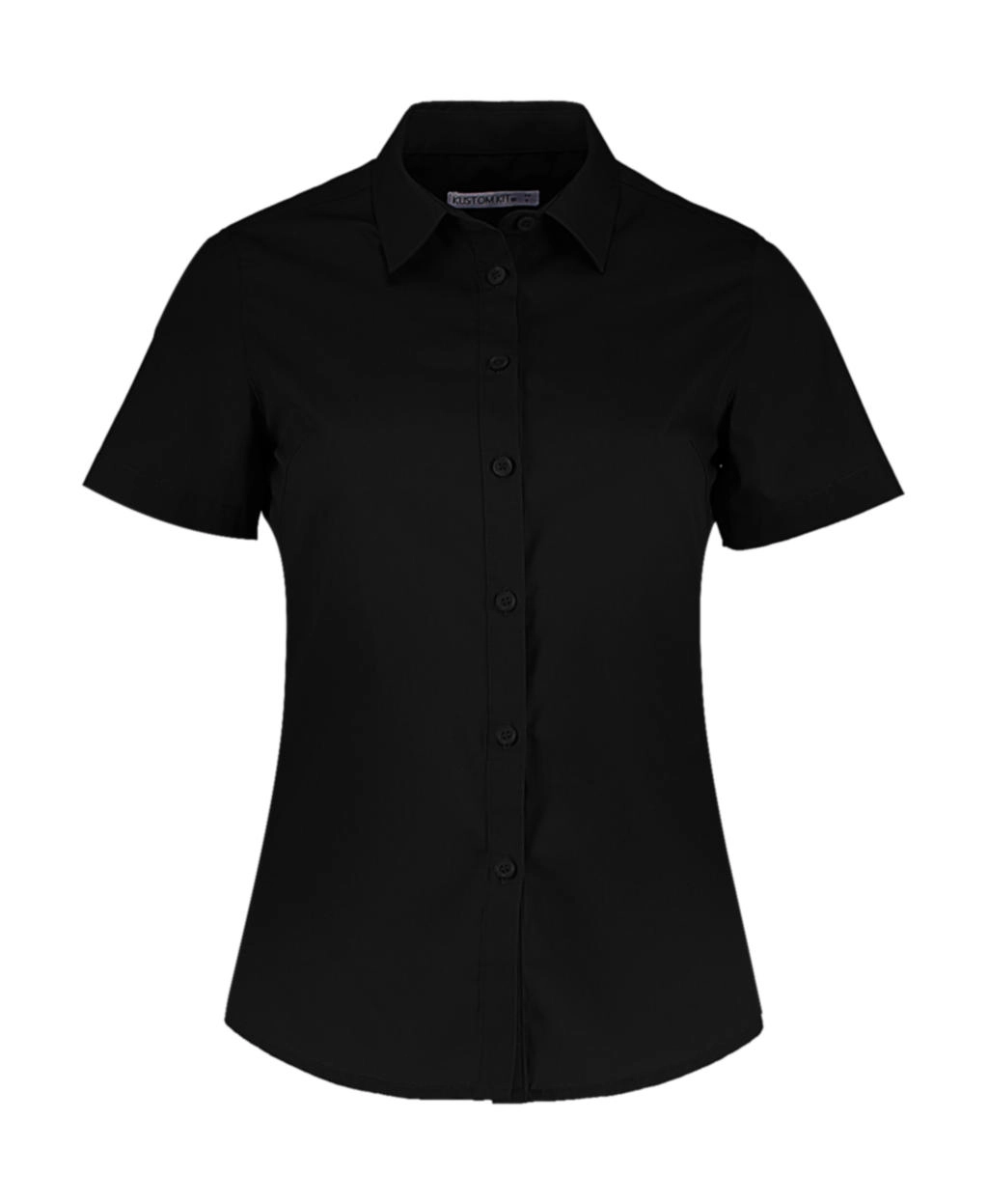 Women`s Tailored Fit Poplin Shirt SSL zum Besticken und Bedrucken in der Farbe Black mit Ihren Logo, Schriftzug oder Motiv.