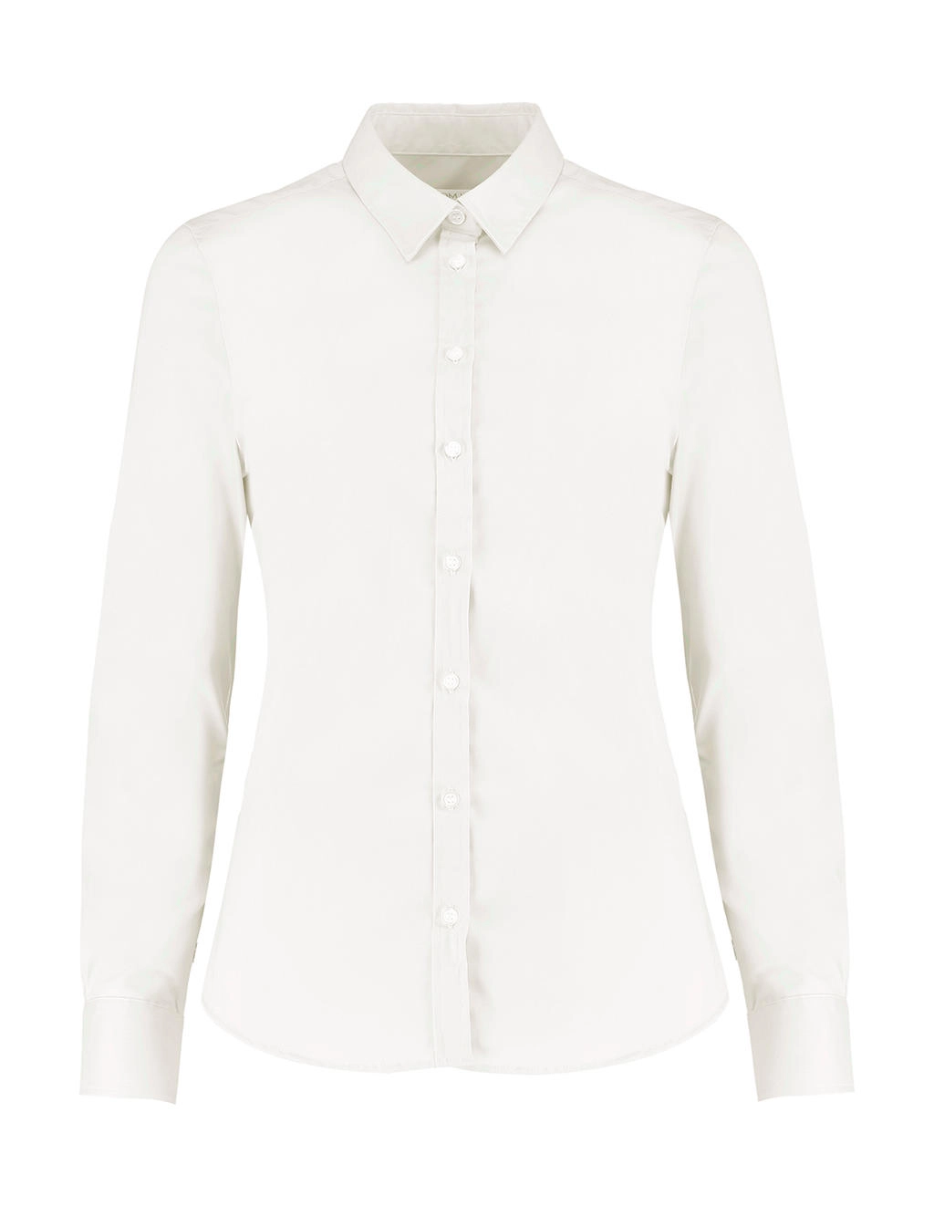 Women`s Tailored Fit Stretch Oxford Shirt LS zum Besticken und Bedrucken in der Farbe White mit Ihren Logo, Schriftzug oder Motiv.