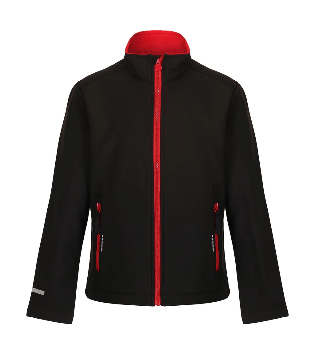 Junior Ablaze 2-Layer Softshell Jacket zum Besticken und Bedrucken in der Farbe Black/Classic Red mit Ihren Logo, Schriftzug oder Motiv.