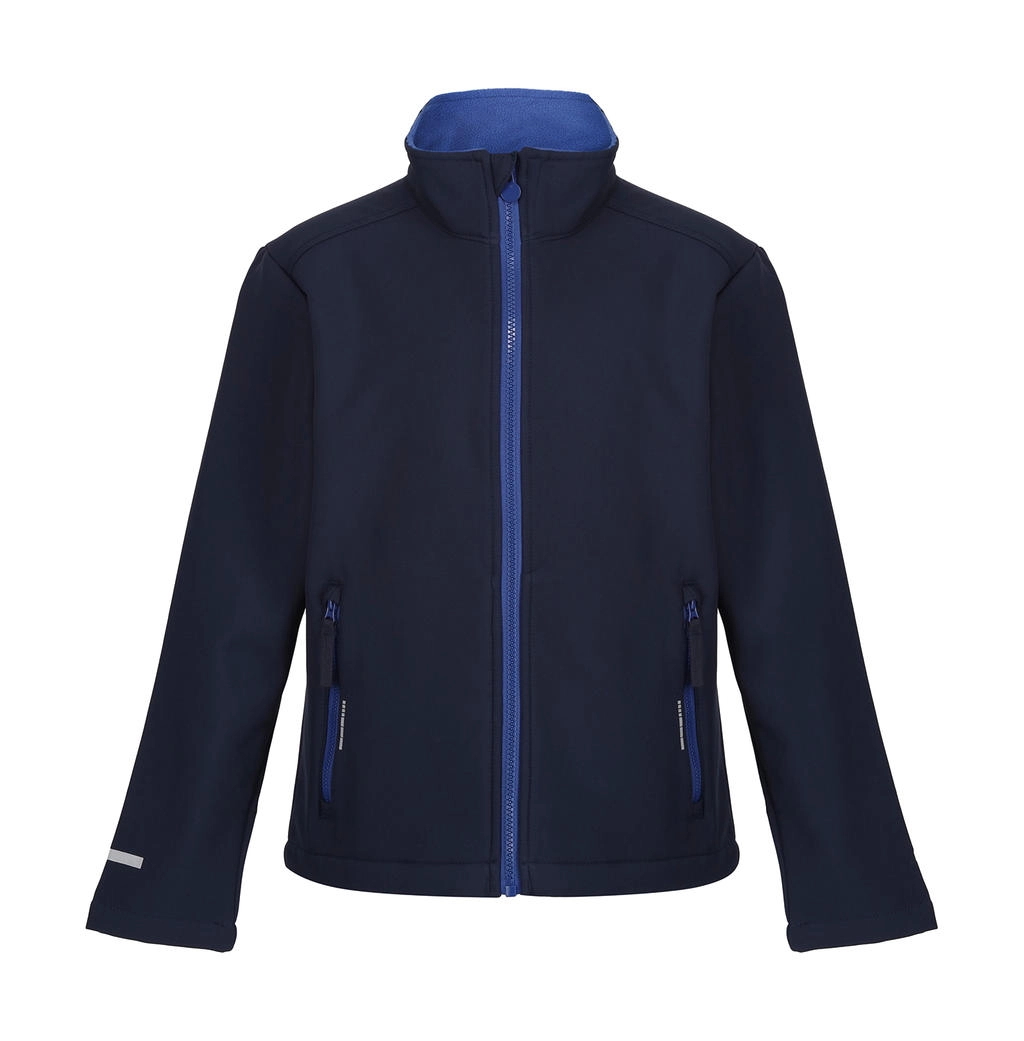 Junior Ablaze 2-Layer Softshell Jacket zum Besticken und Bedrucken in der Farbe Navy/New Royal mit Ihren Logo, Schriftzug oder Motiv.