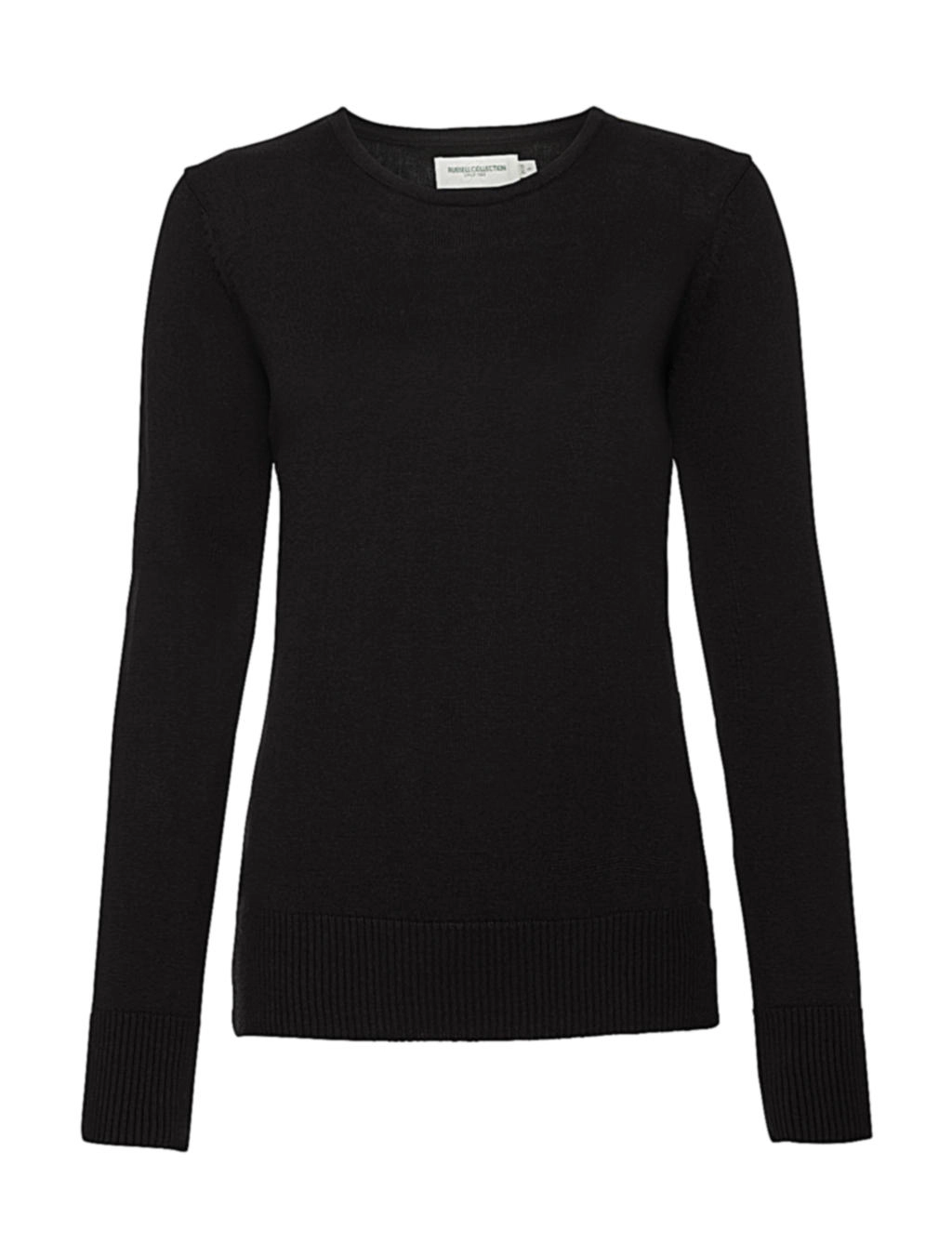 Ladies` Crew Neck Knitted Pullover zum Besticken und Bedrucken in der Farbe Black mit Ihren Logo, Schriftzug oder Motiv.