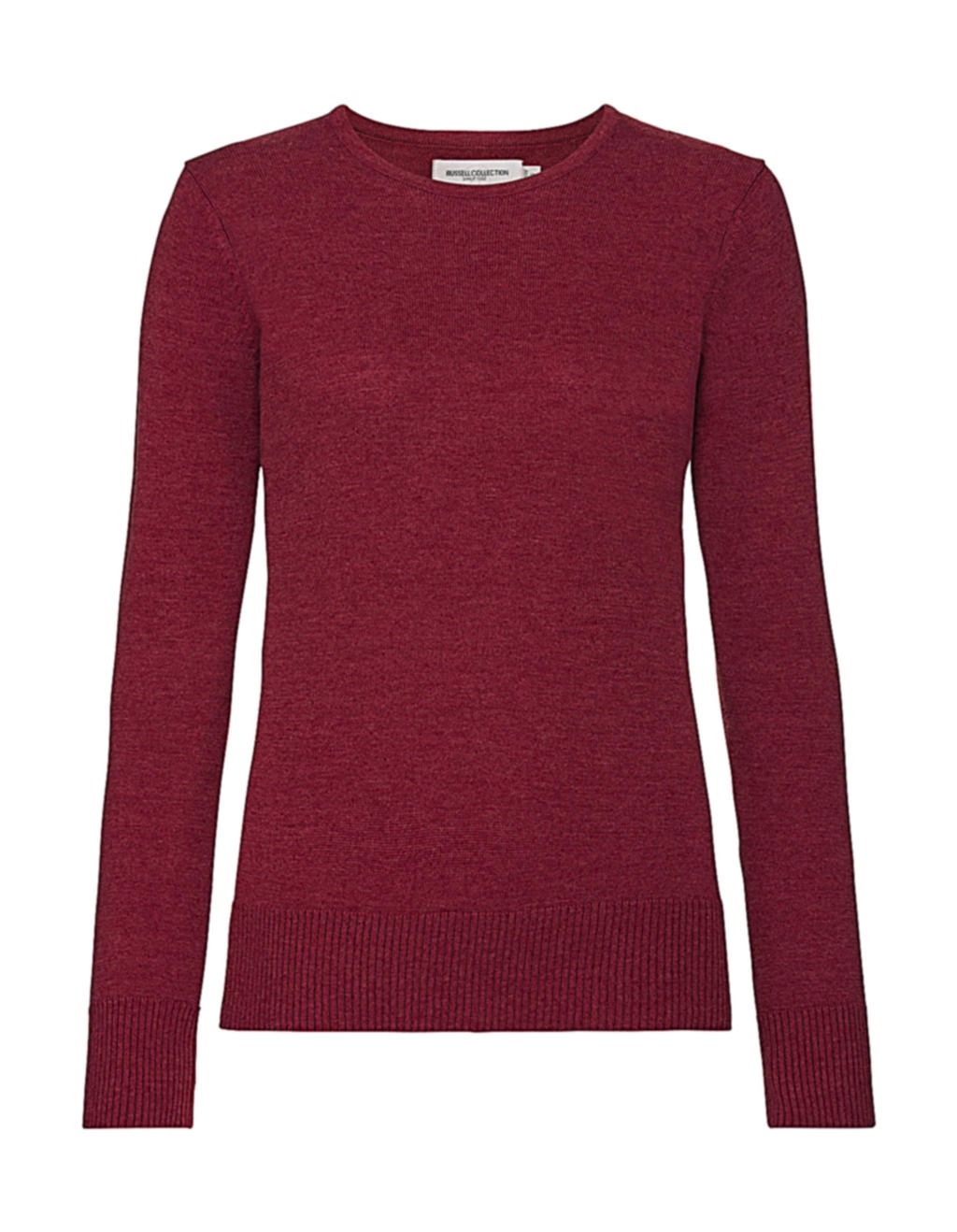 Ladies` Crew Neck Knitted Pullover zum Besticken und Bedrucken in der Farbe Cranberry Marl mit Ihren Logo, Schriftzug oder Motiv.