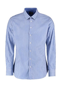 Tailored Fit Bengal Stripe Shirt LS zum Besticken und Bedrucken in der Farbe Mid Blue/White mit Ihren Logo, Schriftzug oder Motiv.