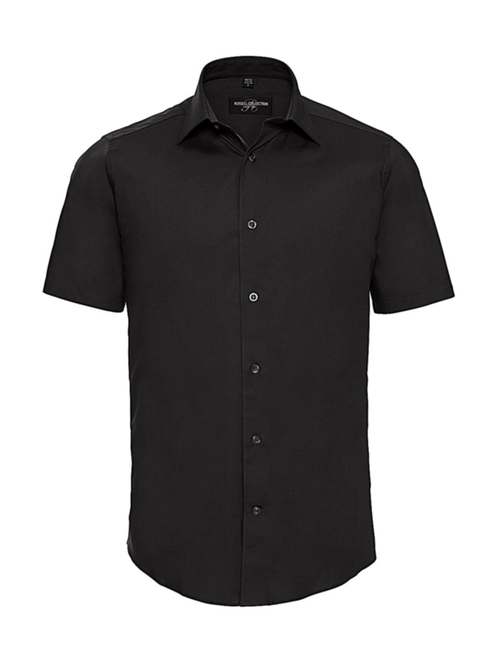 Fitted Stretch Shirt zum Besticken und Bedrucken in der Farbe Black mit Ihren Logo, Schriftzug oder Motiv.