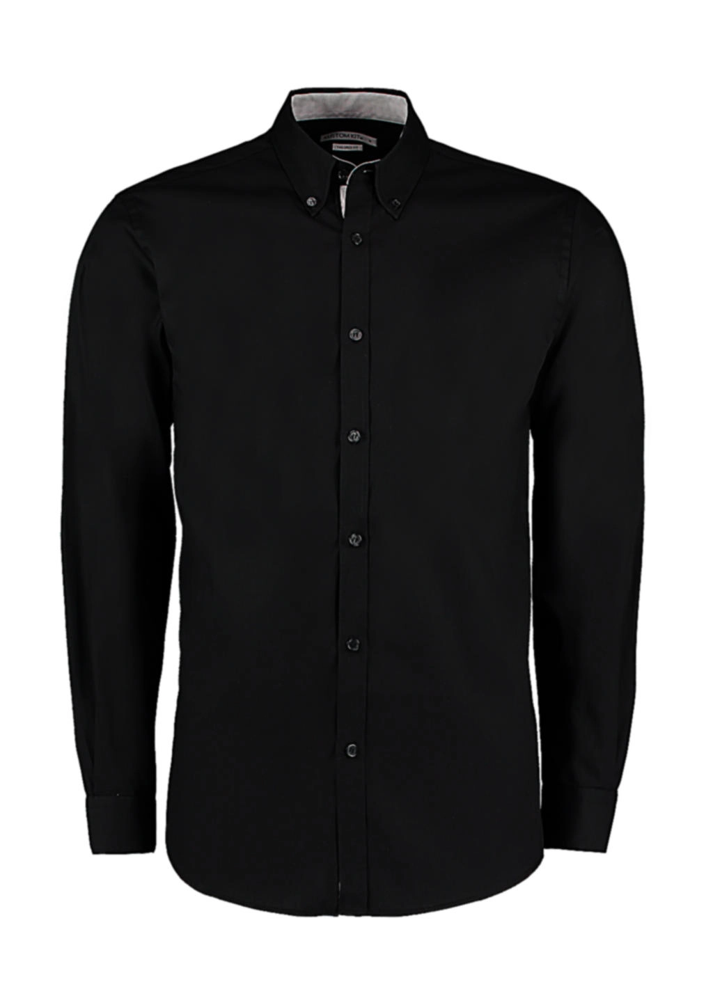 Tailored Fit Premium Contrast Oxford Shirt zum Besticken und Bedrucken in der Farbe Black/Silver mit Ihren Logo, Schriftzug oder Motiv.