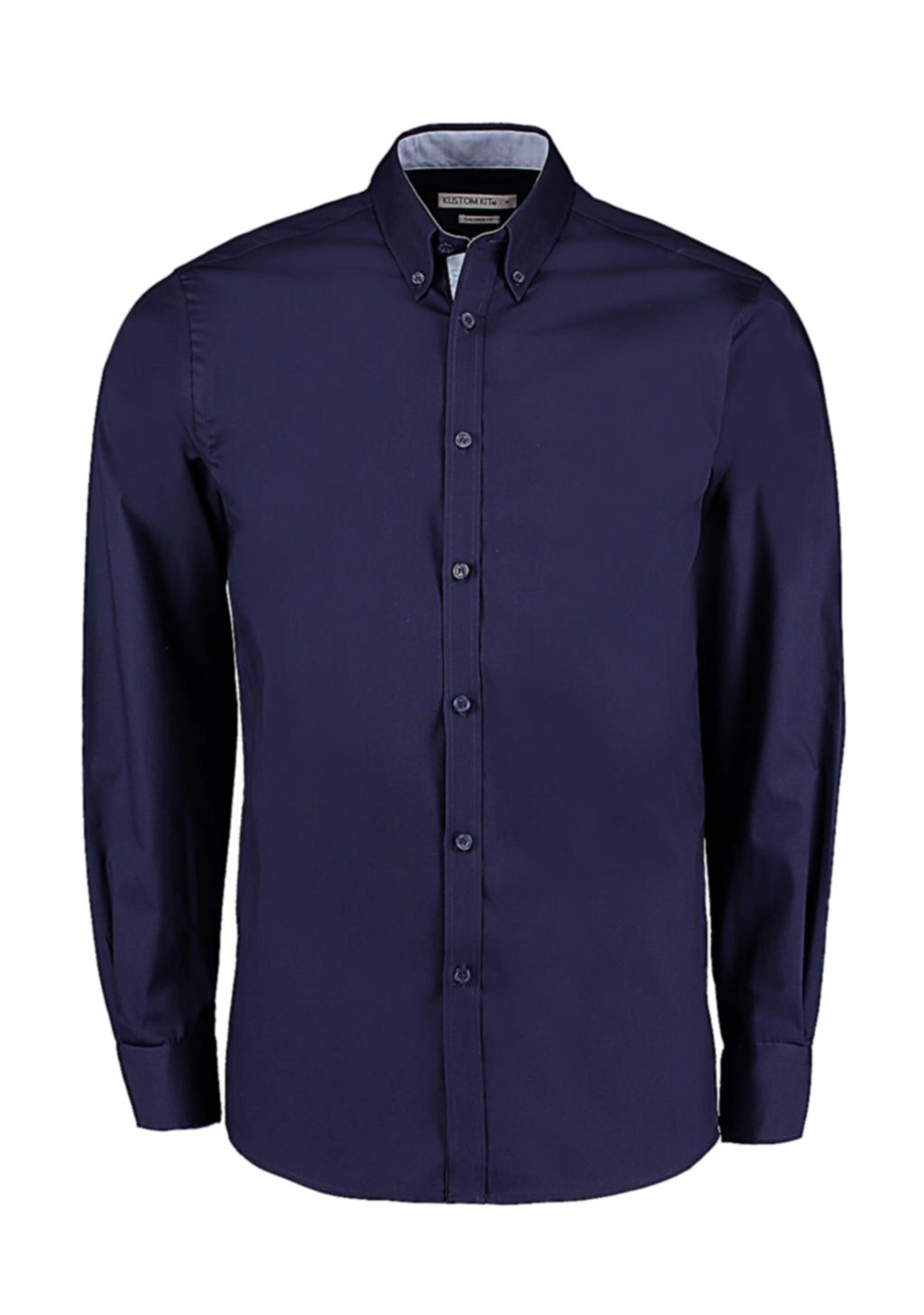 Tailored Fit Premium Contrast Oxford Shirt zum Besticken und Bedrucken in der Farbe Navy/Light Blue mit Ihren Logo, Schriftzug oder Motiv.