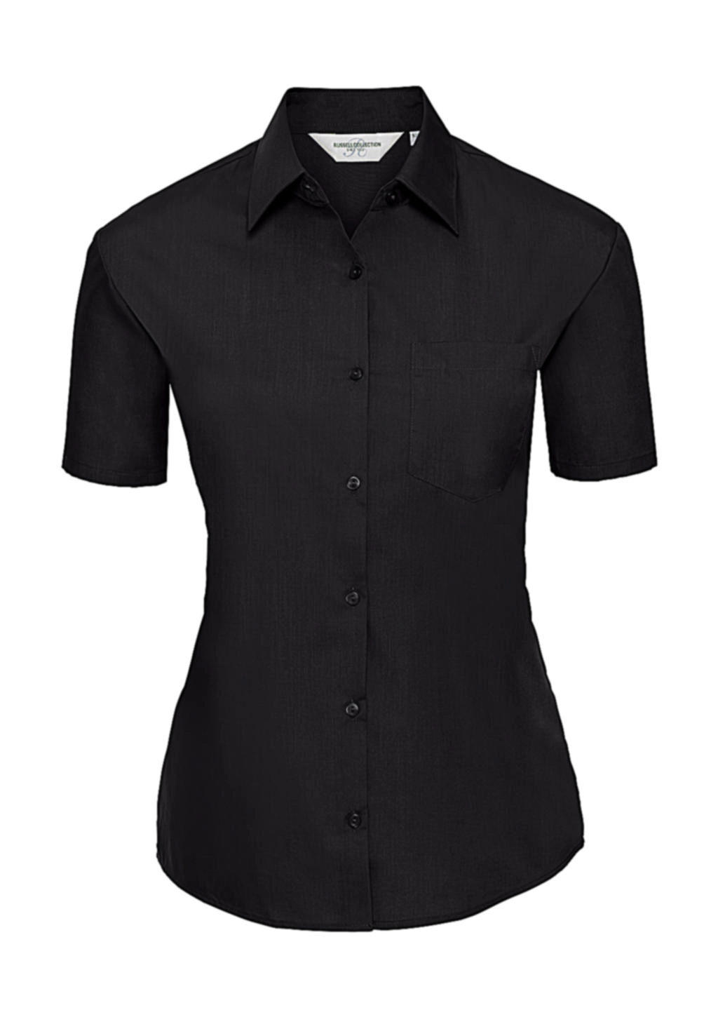 Ladies` Poplin Shirt zum Besticken und Bedrucken in der Farbe Black mit Ihren Logo, Schriftzug oder Motiv.
