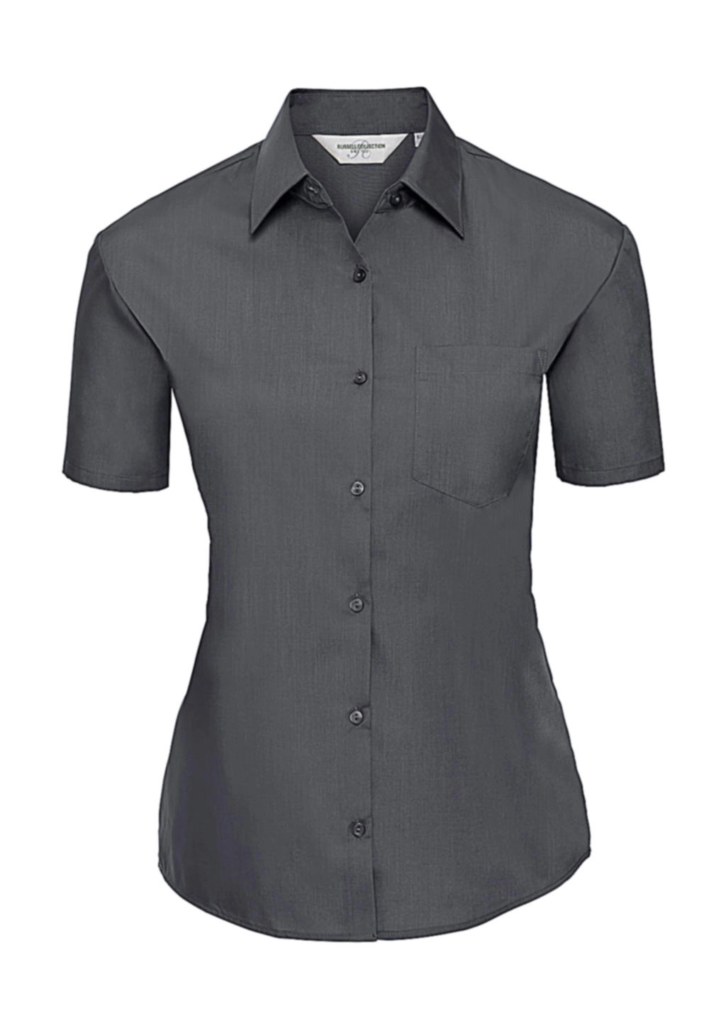 Ladies` Poplin Shirt zum Besticken und Bedrucken in der Farbe Convoy Grey mit Ihren Logo, Schriftzug oder Motiv.