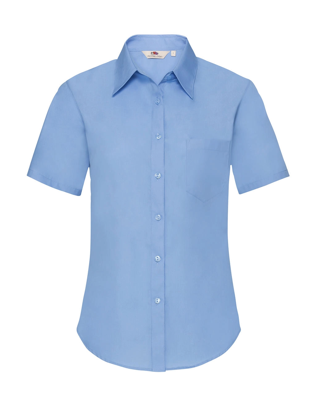 Ladies` Poplin Shirt zum Besticken und Bedrucken in der Farbe Mid Blue mit Ihren Logo, Schriftzug oder Motiv.