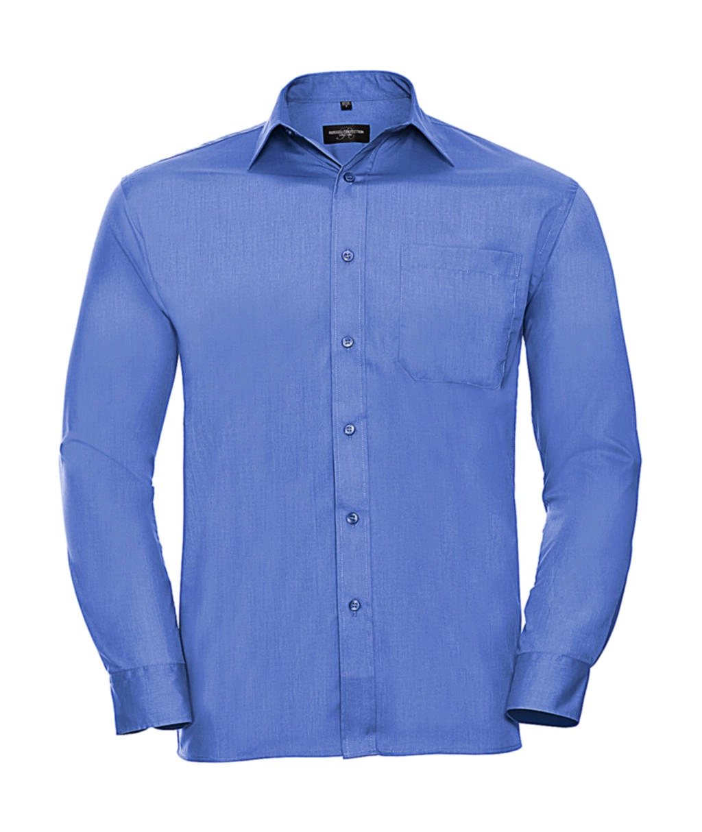 Poplin Shirt LS zum Besticken und Bedrucken in der Farbe Corporate Blue mit Ihren Logo, Schriftzug oder Motiv.