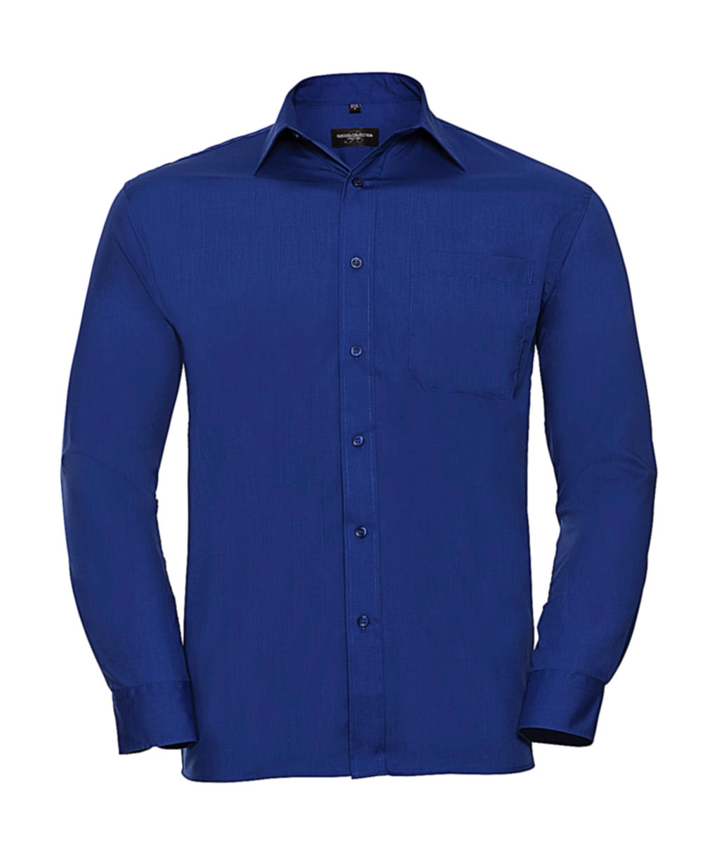 Poplin Shirt LS zum Besticken und Bedrucken in der Farbe Bright Royal mit Ihren Logo, Schriftzug oder Motiv.