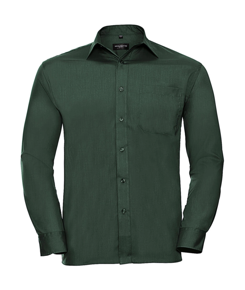Poplin Shirt LS zum Besticken und Bedrucken in der Farbe Bottle Green mit Ihren Logo, Schriftzug oder Motiv.