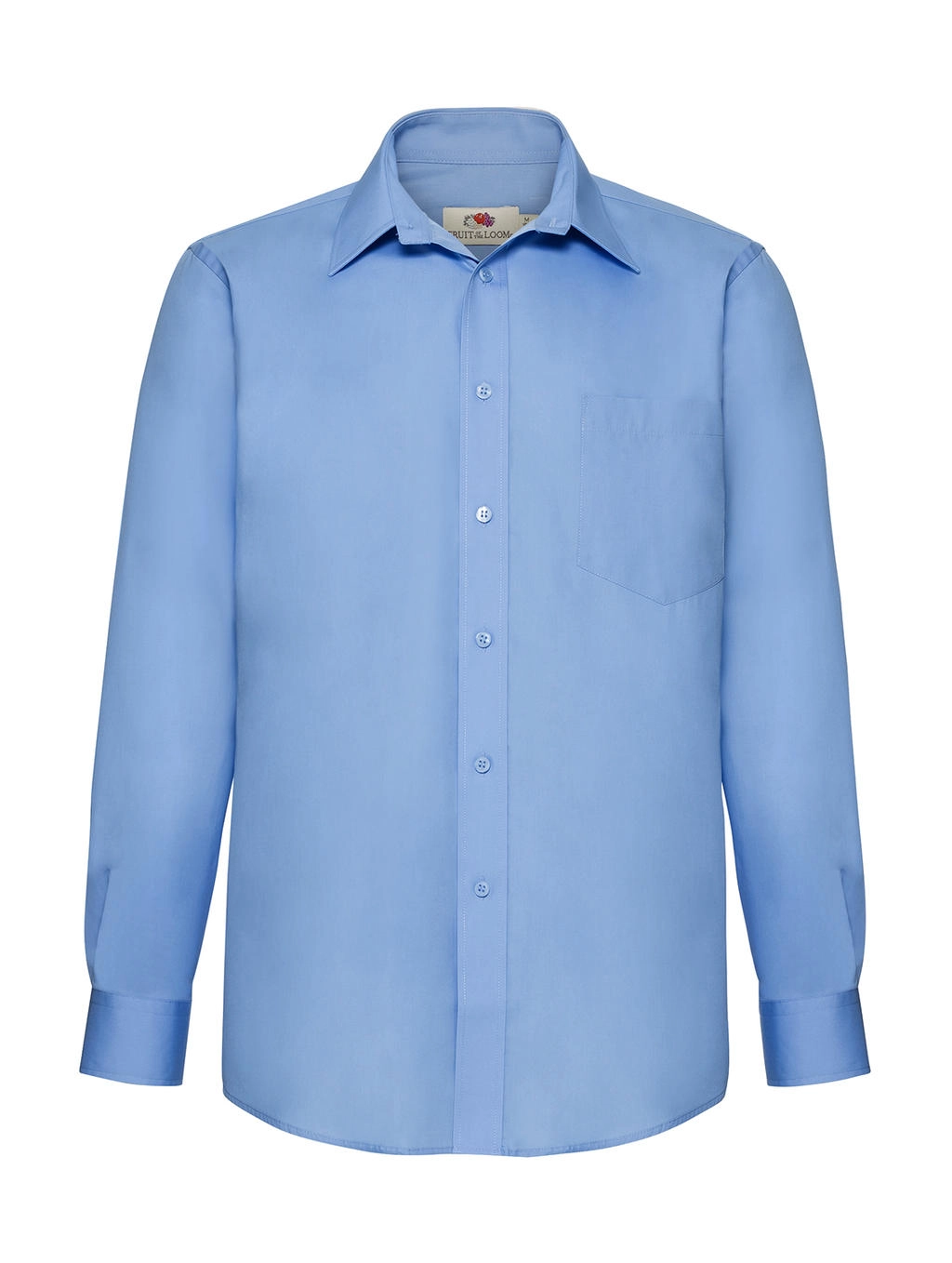Poplin Shirt LS zum Besticken und Bedrucken in der Farbe Mid Blue mit Ihren Logo, Schriftzug oder Motiv.