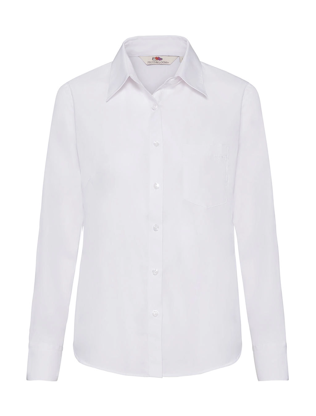 Ladies` Poplin Shirt LS zum Besticken und Bedrucken in der Farbe White mit Ihren Logo, Schriftzug oder Motiv.